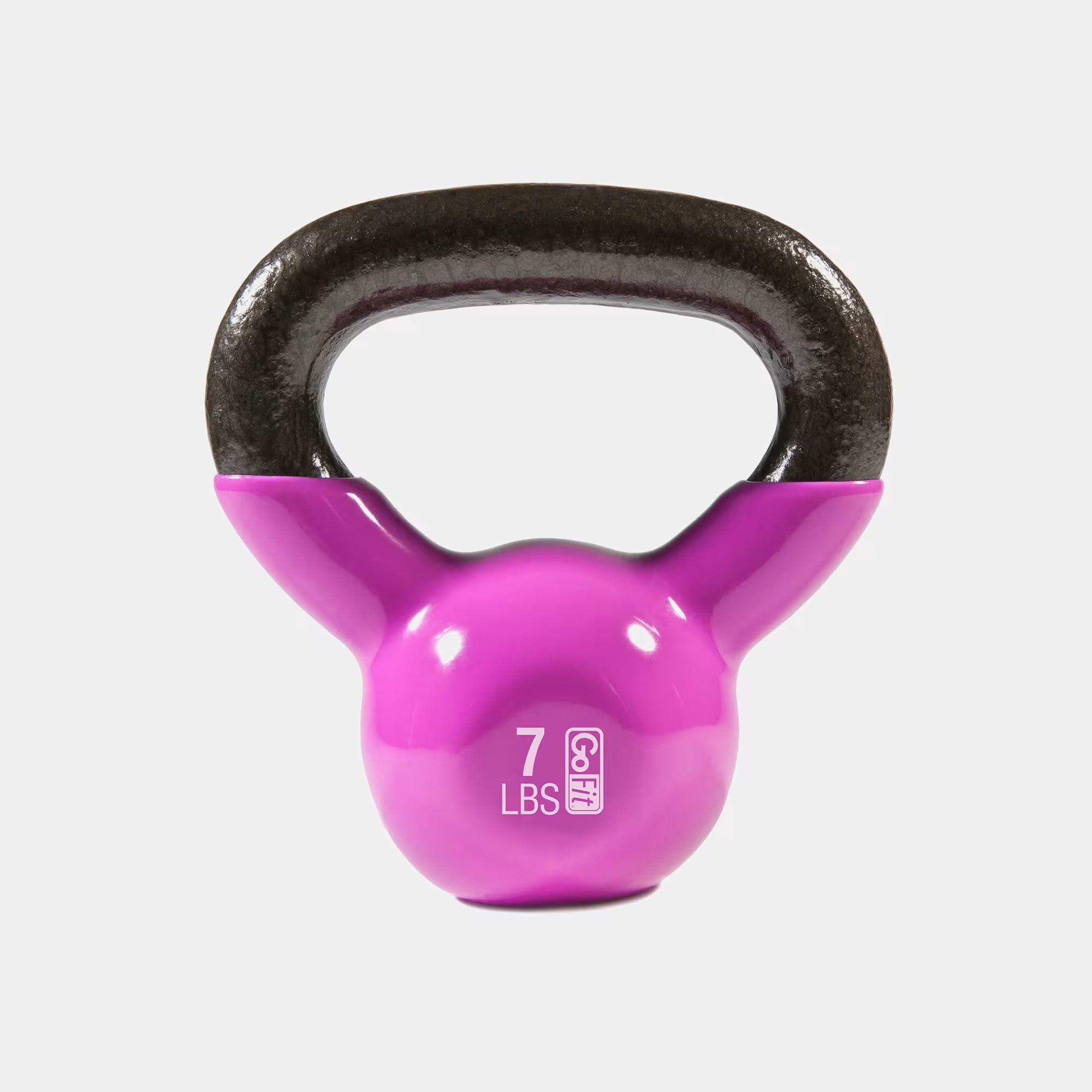 GoFit Premium Kettlebell Vinyl Dipped - 7 lb Magenta