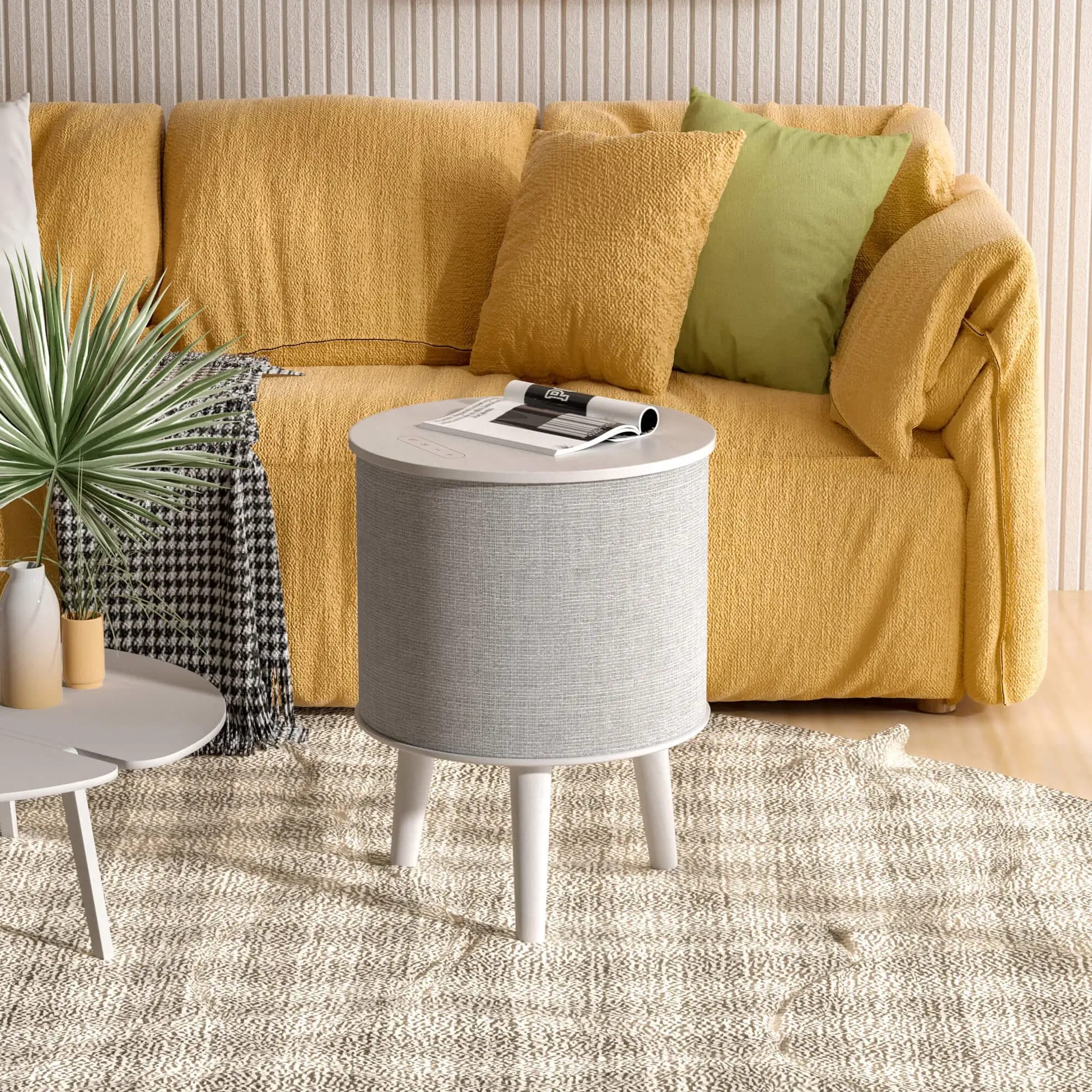 Nourest 4 in 1 Side Table with inbuilt 70W Bluetooth speaker - Touch Control, Grey