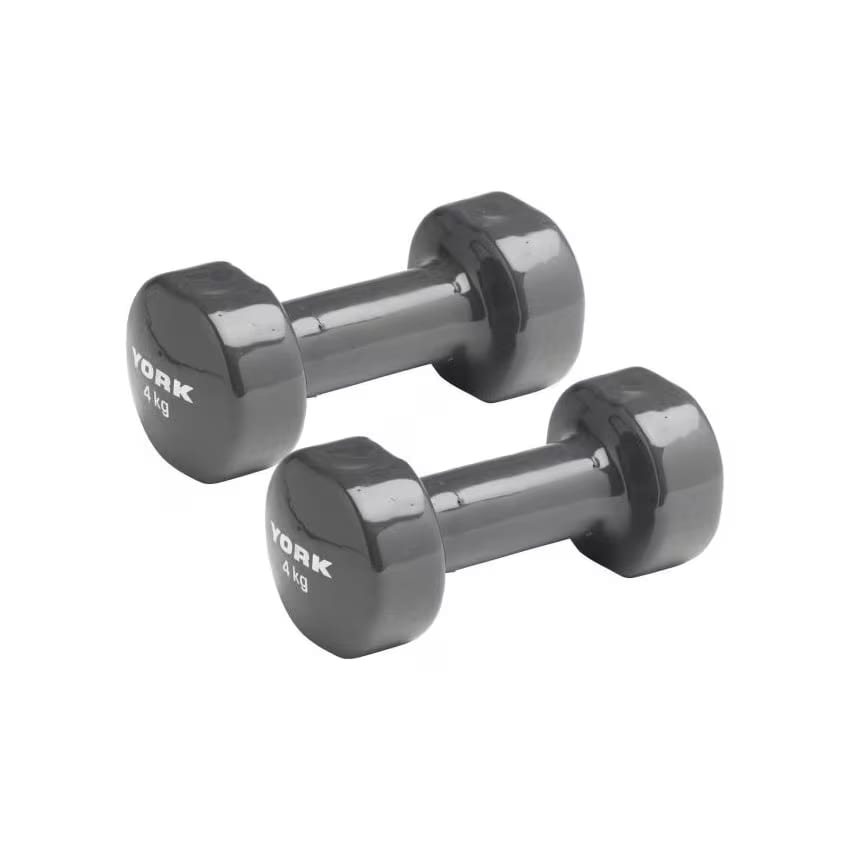 York Fitness Vinyl Dumbbell, Grey 4 Kg