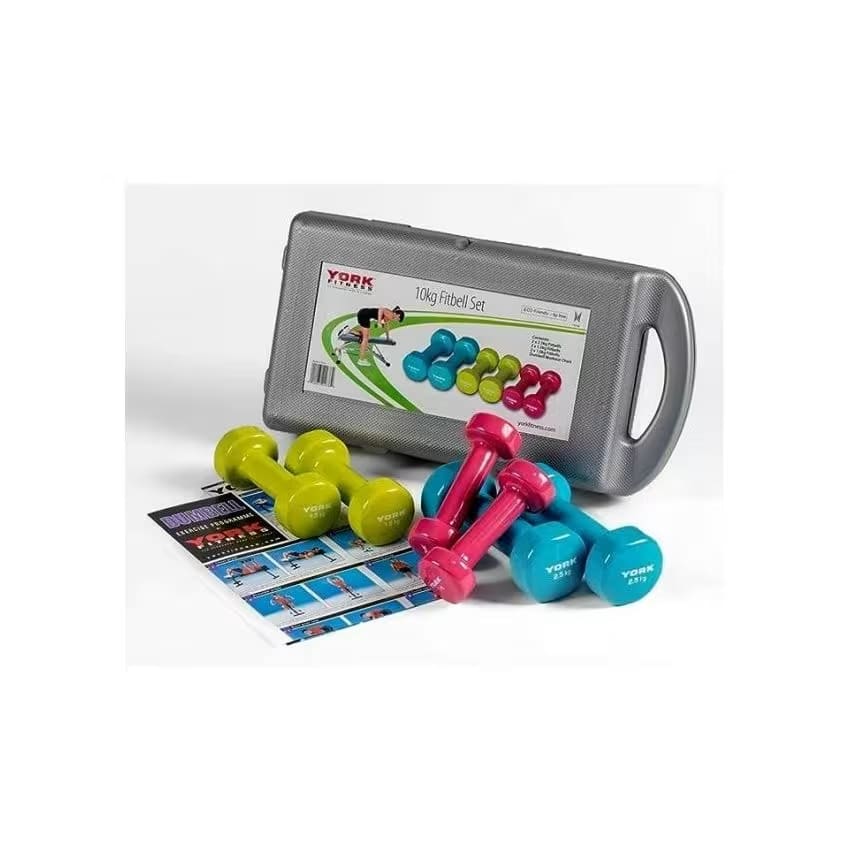 York Fitness 10 Kg Vinyl Fitbell Set In A Case