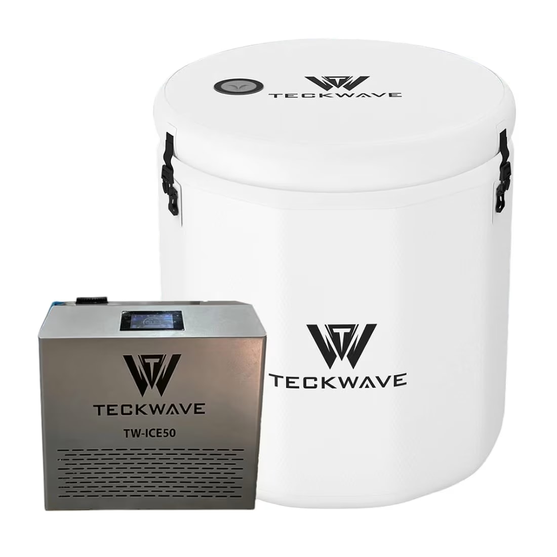 TECKWAVE Barrel Ice Bath & Cold Plunge with Chiller & Filtration, White ICE15 (Enduro)