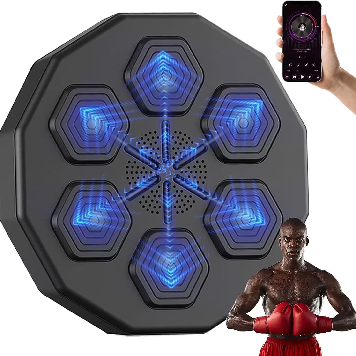 X Maxstrength Wall Mounted Boxing Training Machine Smart Music Boxing Pads With 6 Lights And Bluetooth Sensor