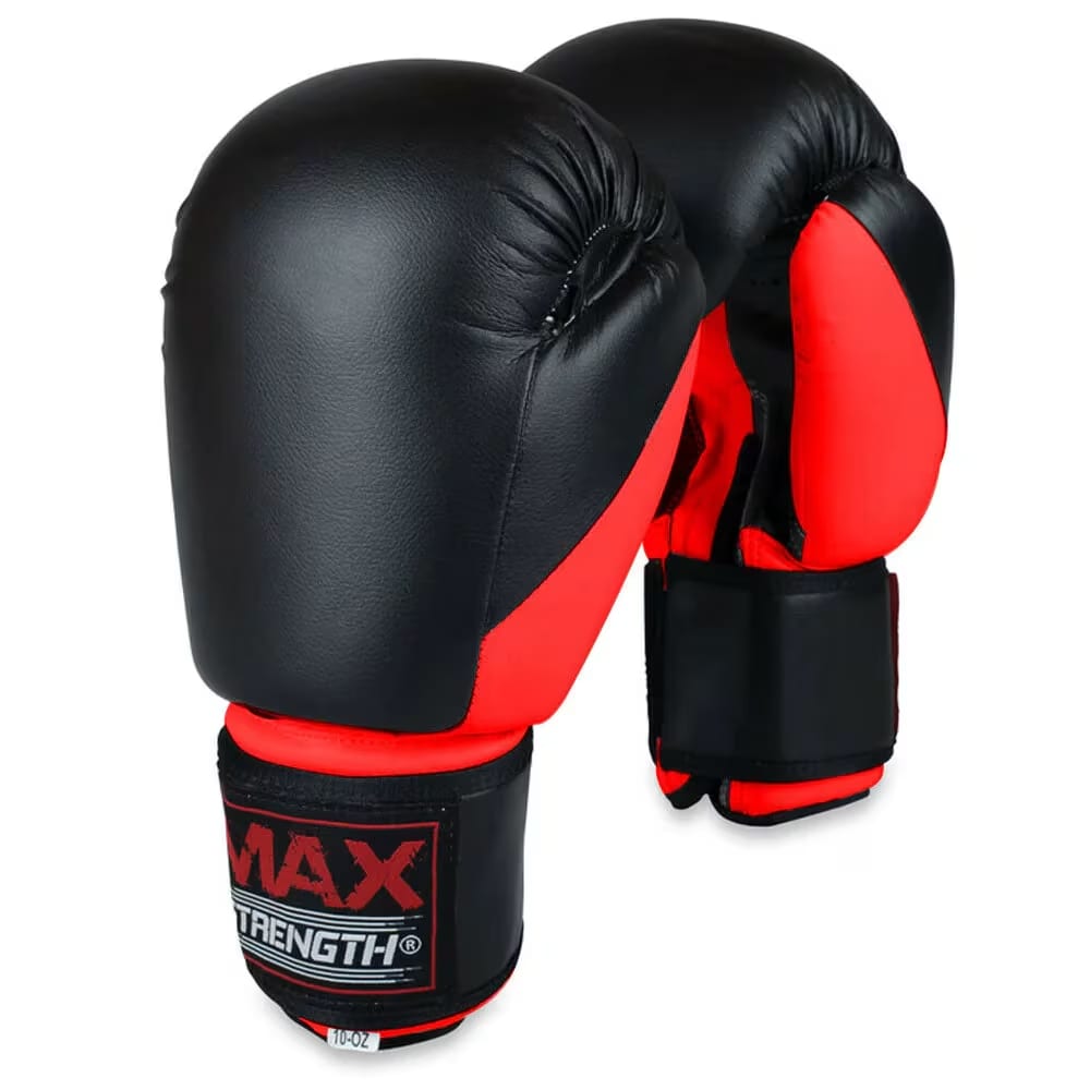 X Maxstrength Boxing Gloves Punching Training Sparring Gloves, Black/Red 16 Oz