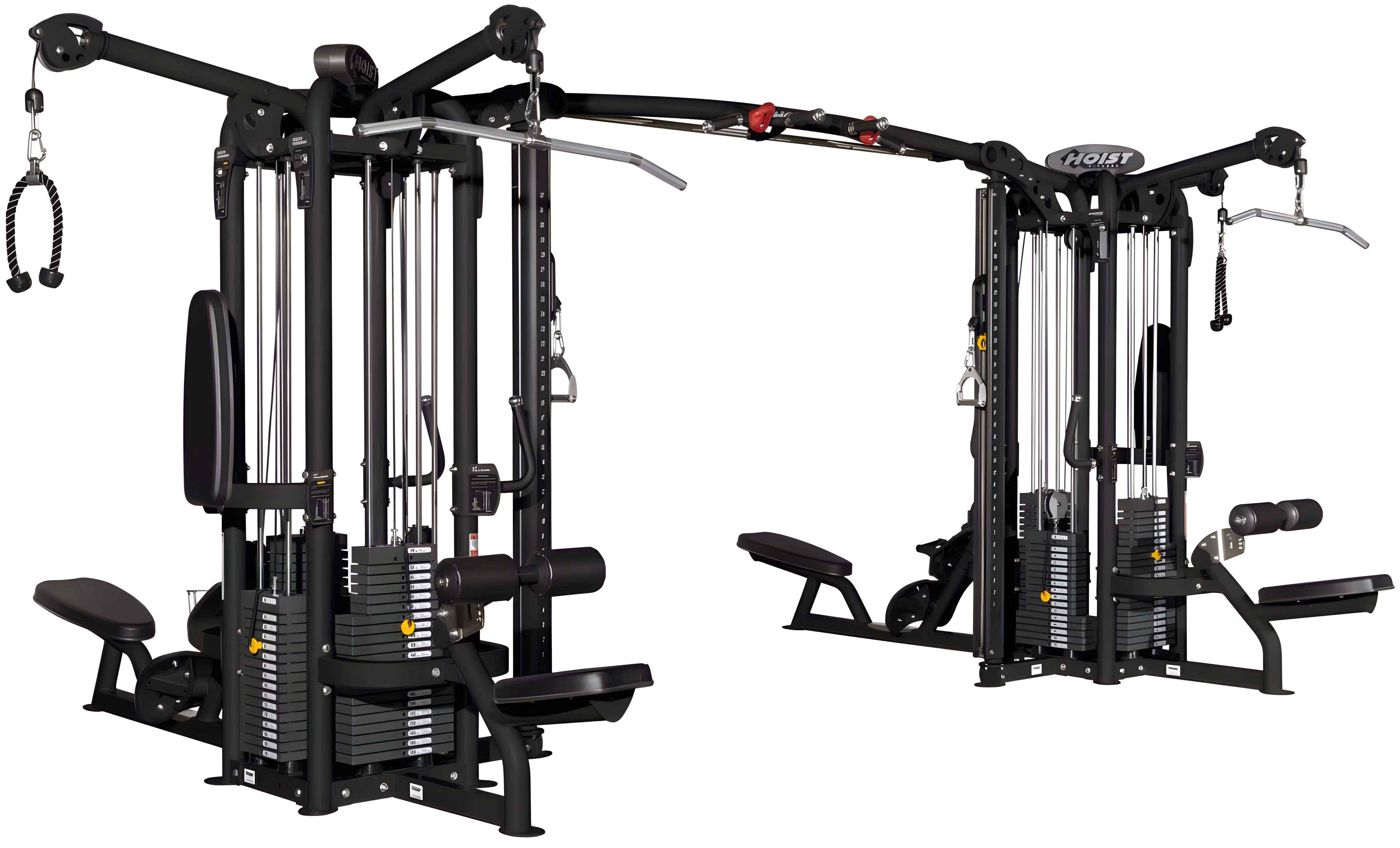 HOIST Fitness 9 Station (2 Single Lat Stations, 2 Single
Low Rows, 2 Triceps, 2 Hilos, 1 Connector
Bar)