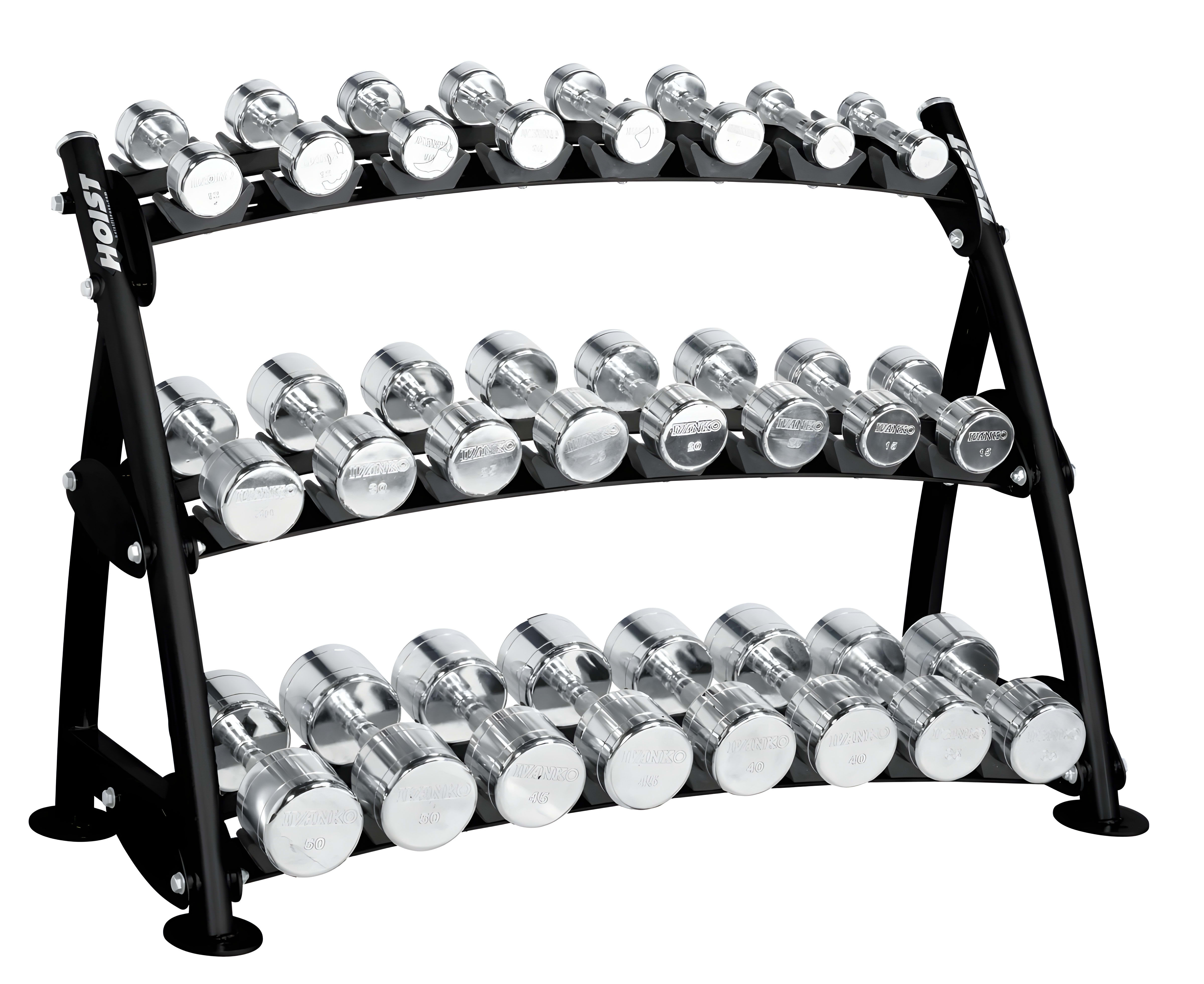 HOIST Fitness 3-Tier Horizontal Beauty Bell Rack (12 Pairs)