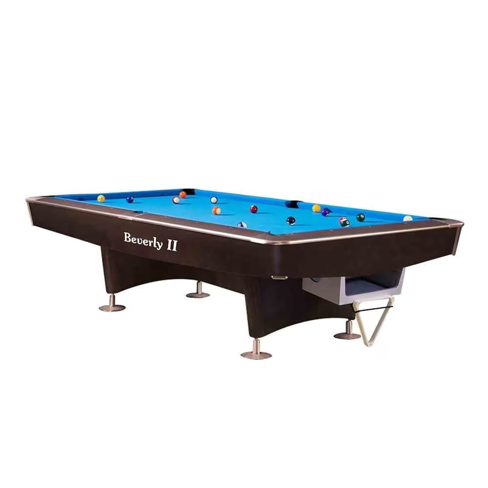 Beverly II 8 Feet Marble Top Pool Table with Ball Return System, Brown | Billiard Table