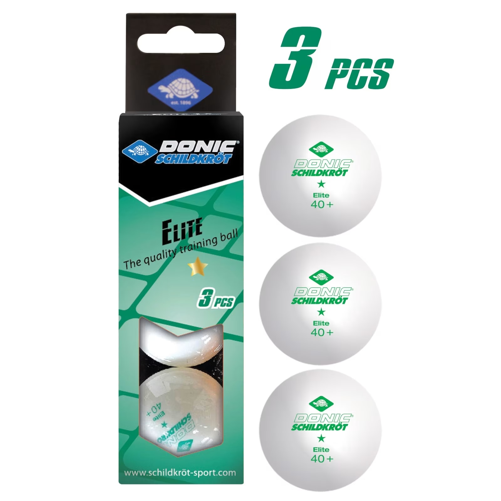 Donic Table Tennis Ball 1-Star Elite Poly 40+Ball (1*3) White