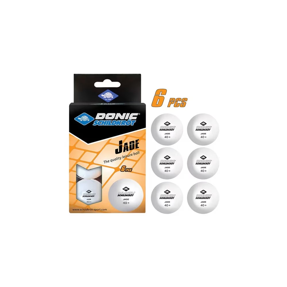 Donic Table Tennis Ball Jade Poly40+Spare Time 6Pcs White