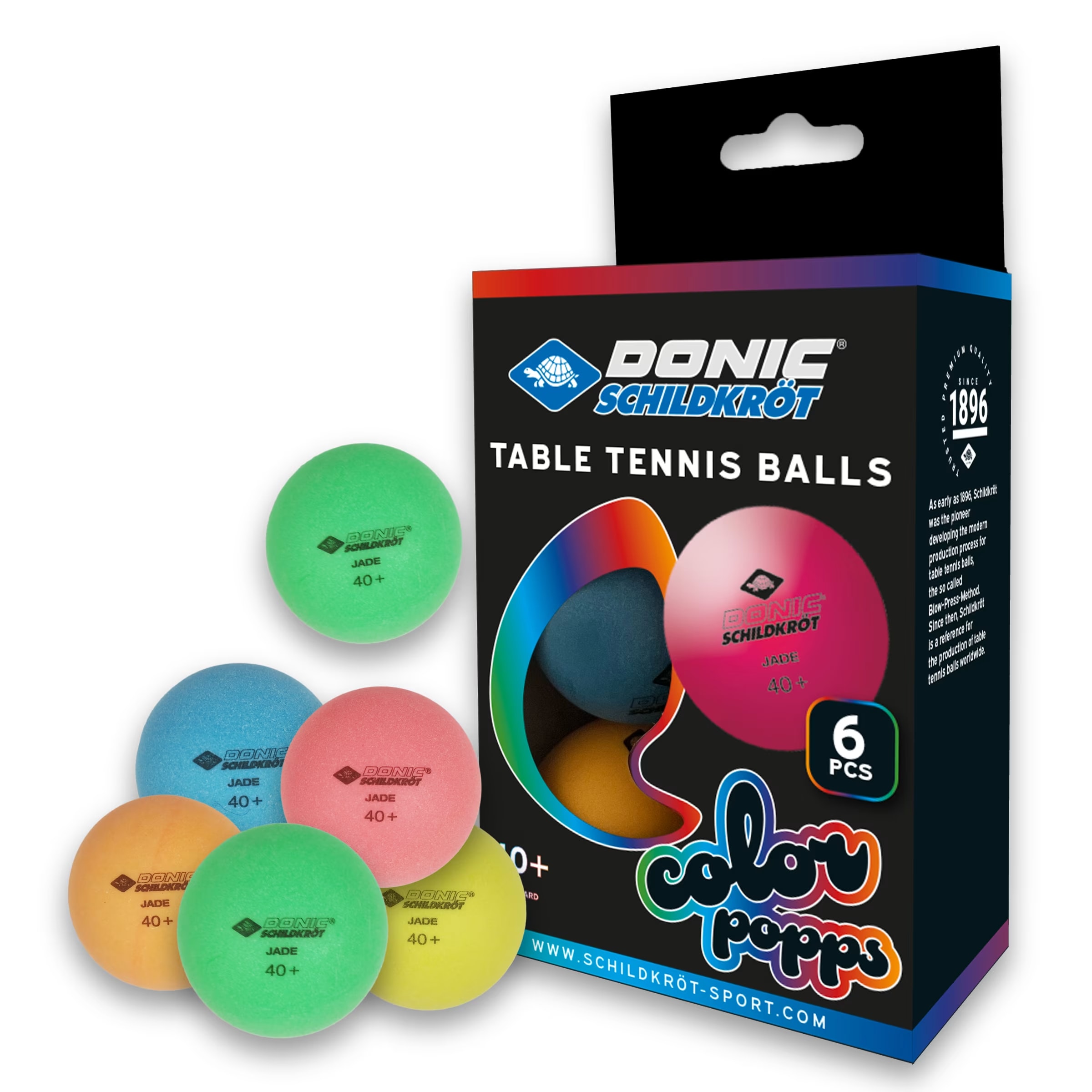 Donic Table Tennis Ball Colour Popps Poly40+Ball (1*6)