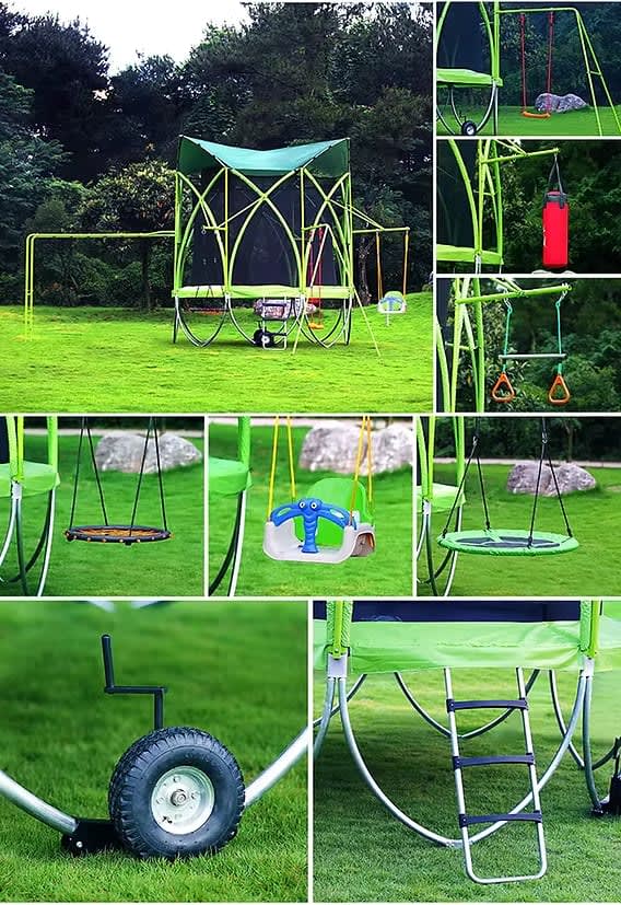 TSports Premium Trampoline, 8ft Green