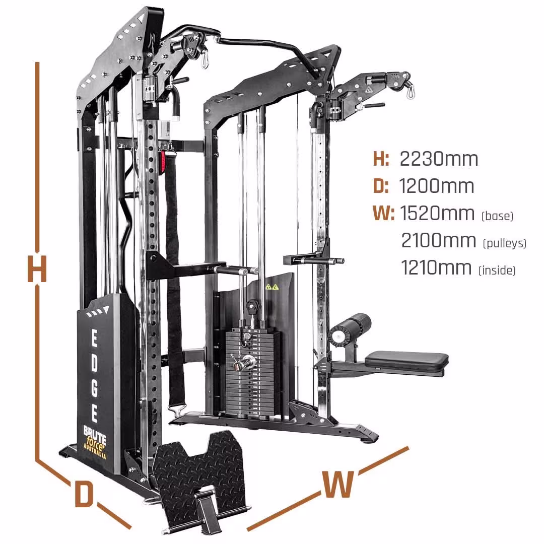 BRUTEforce EDGE Corner Functional Trainer - Dual Pulley/Stack Cable System for Home & Gym