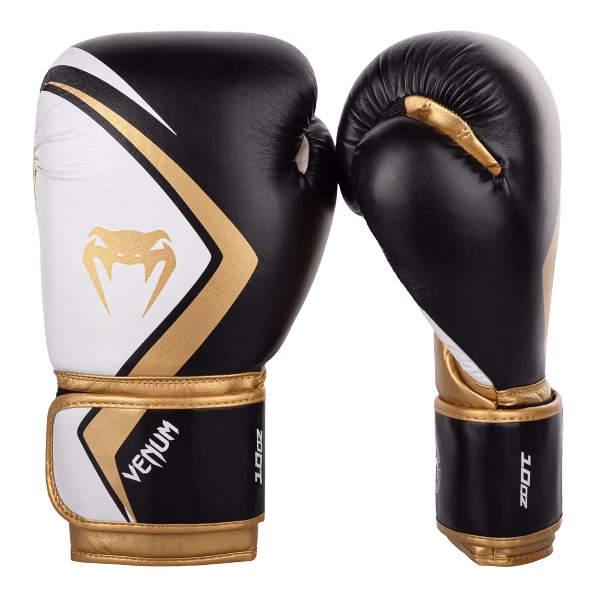 Venum Contender 2.0 Boxing Glove, Black/White, Gold, 16 Oz 