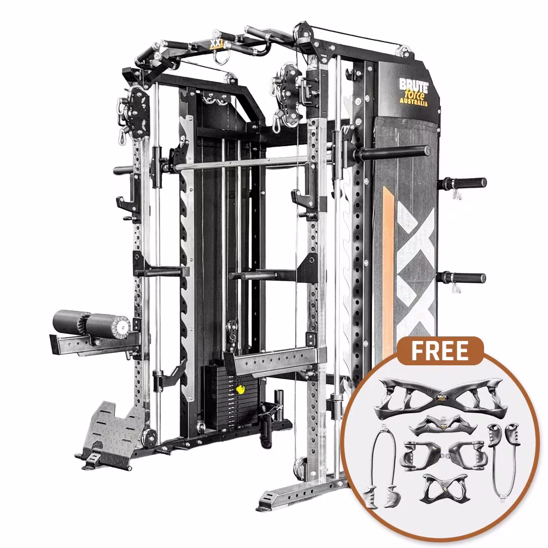 BRUTEforce XX1 Functional Trainer - All-in-One Smith & Cable Gym Station + XXP1 Pack.