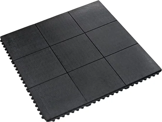 Black rubber gym tiles