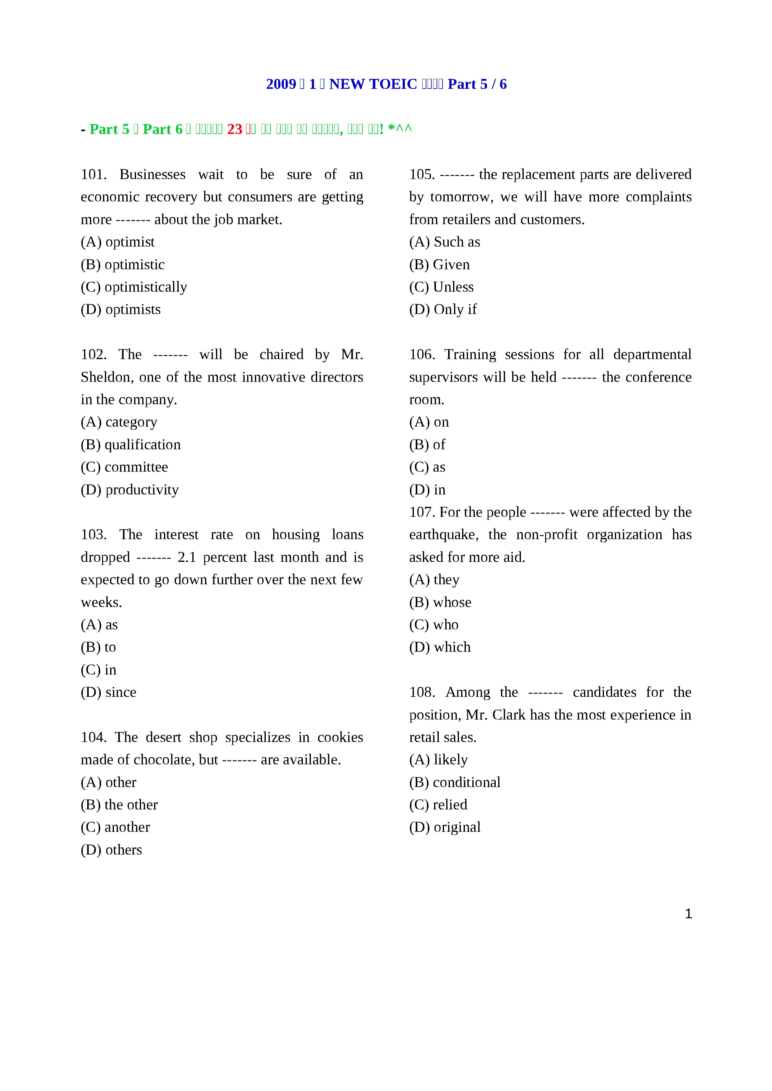 Đề thi TOEIC