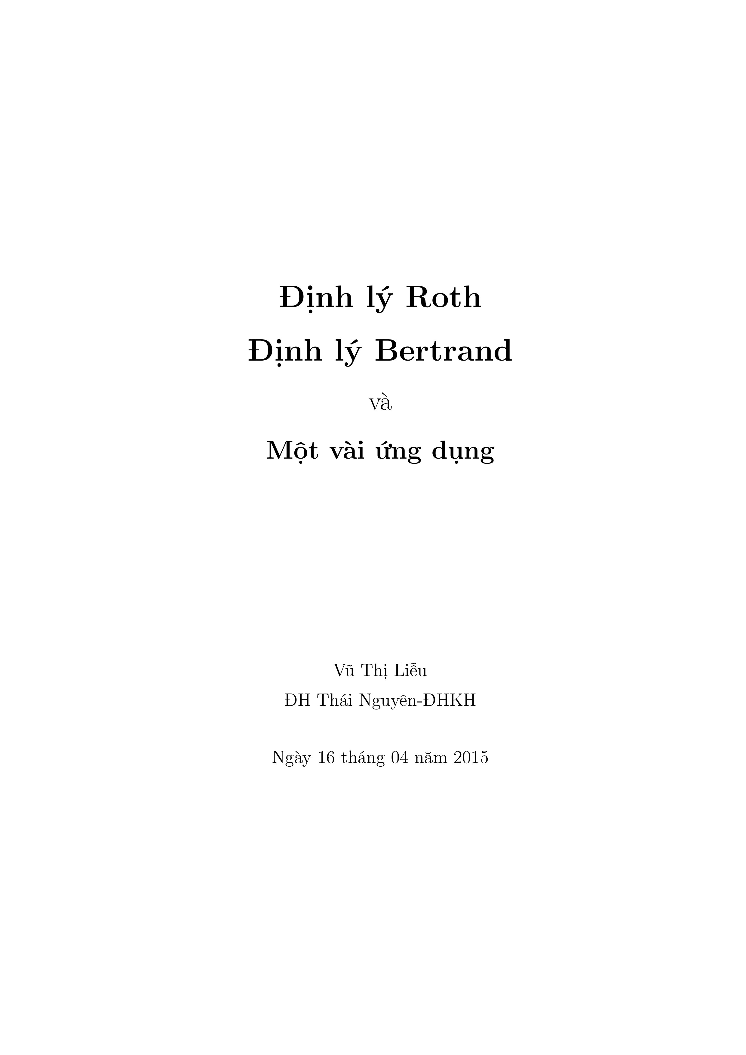Định lý Roth, định lý Bertrand và một vài ứng dụng