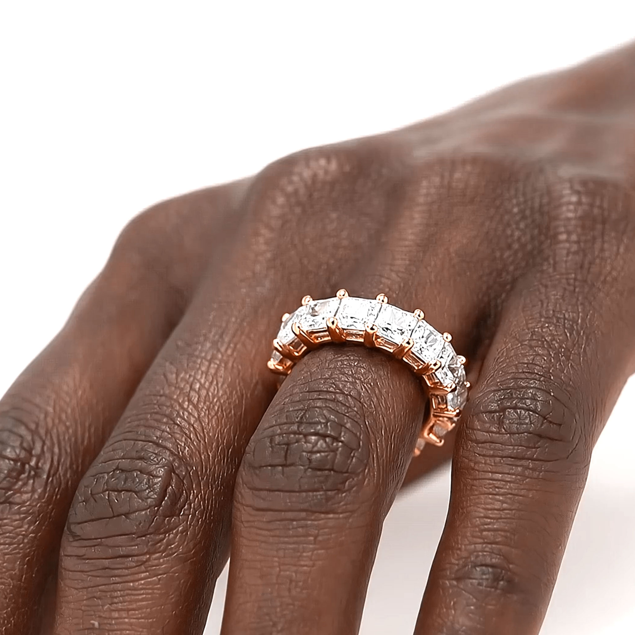 Jude princess cut diamond eternity band in white gold — earth and grown diamonds by Amber Arc – view 4
