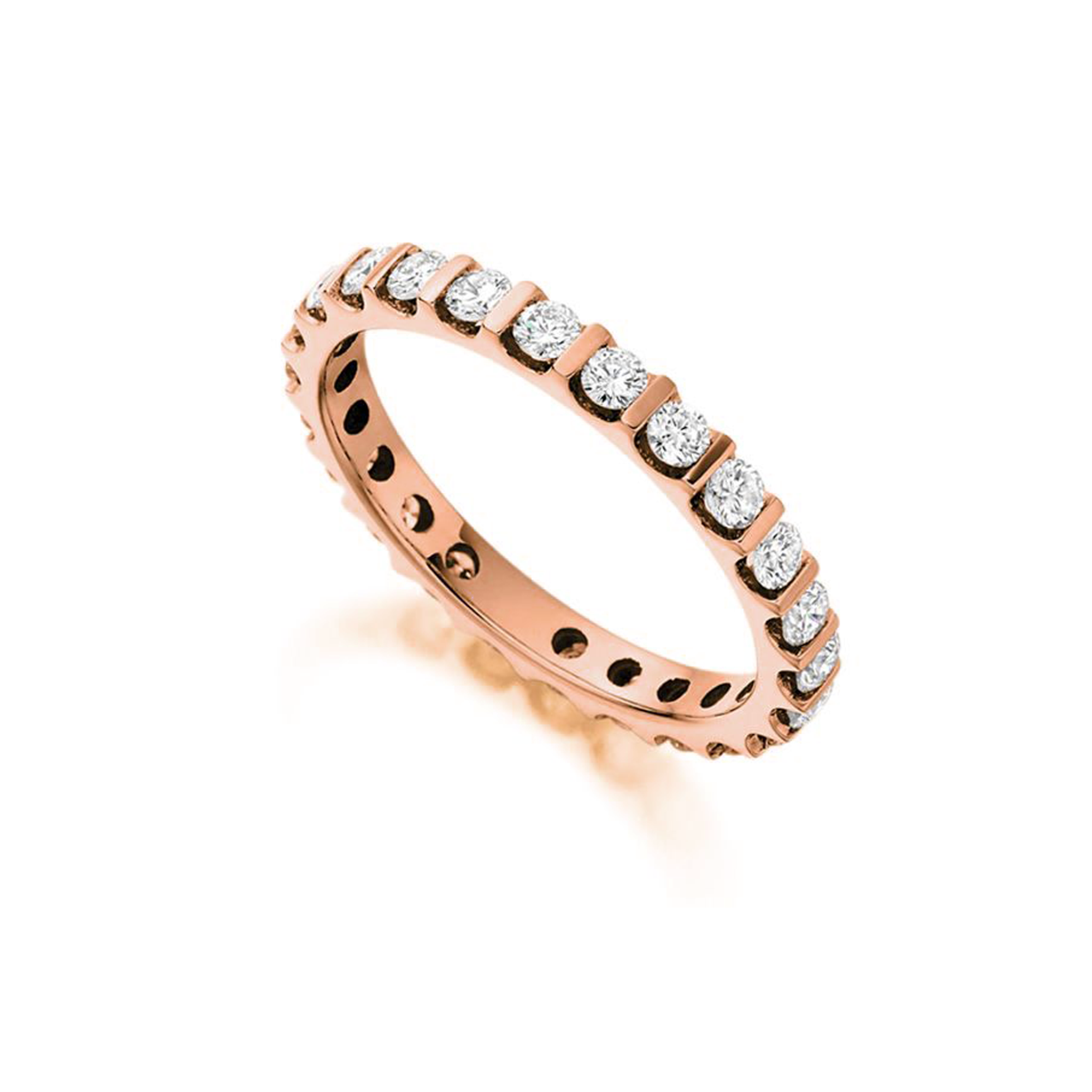 Ira bar round brilliant diamond eternity band in yellow gold — earth and grown diamonds by Amber Arc – view 3
