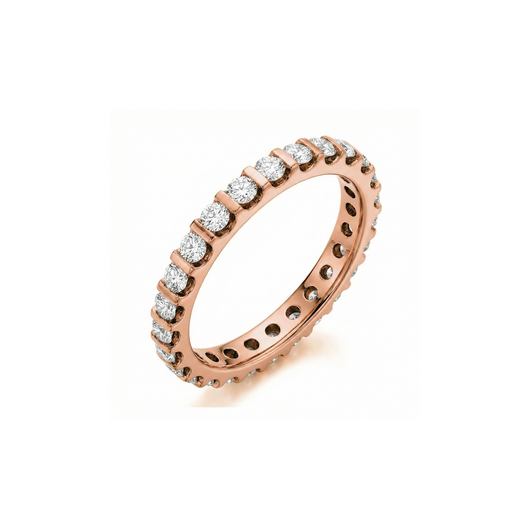 Ira bar round brilliant diamond eternity band in yellow gold — earth and grown diamonds by Amber Arc – view 2