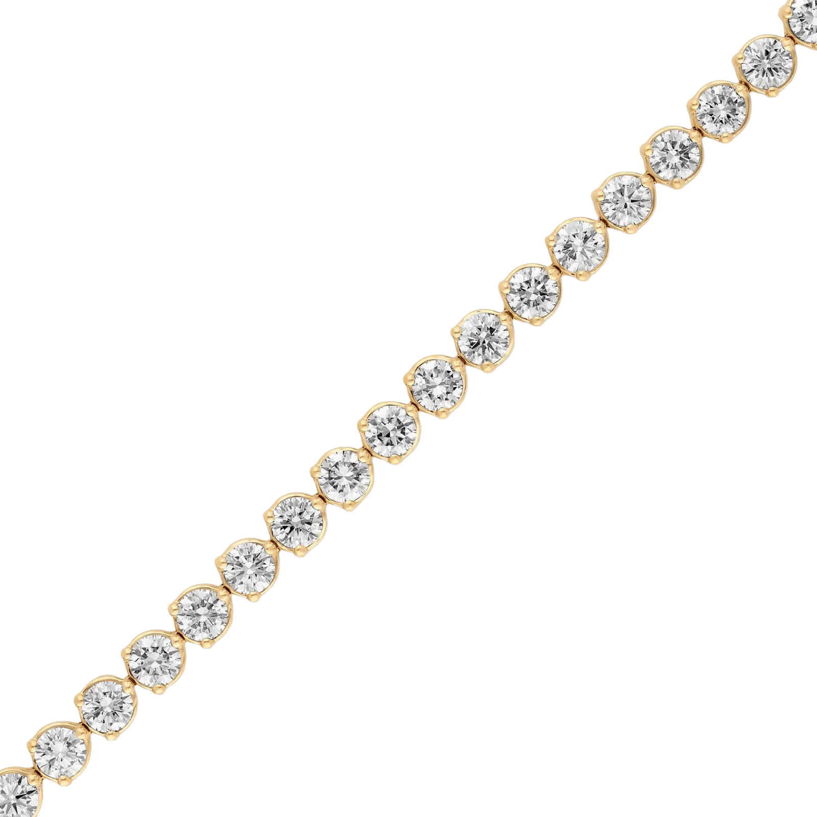 Stella three prong round brilliant diamond tennis bracelet with diamond flower clasp in white gold by Amber Arc – view 3