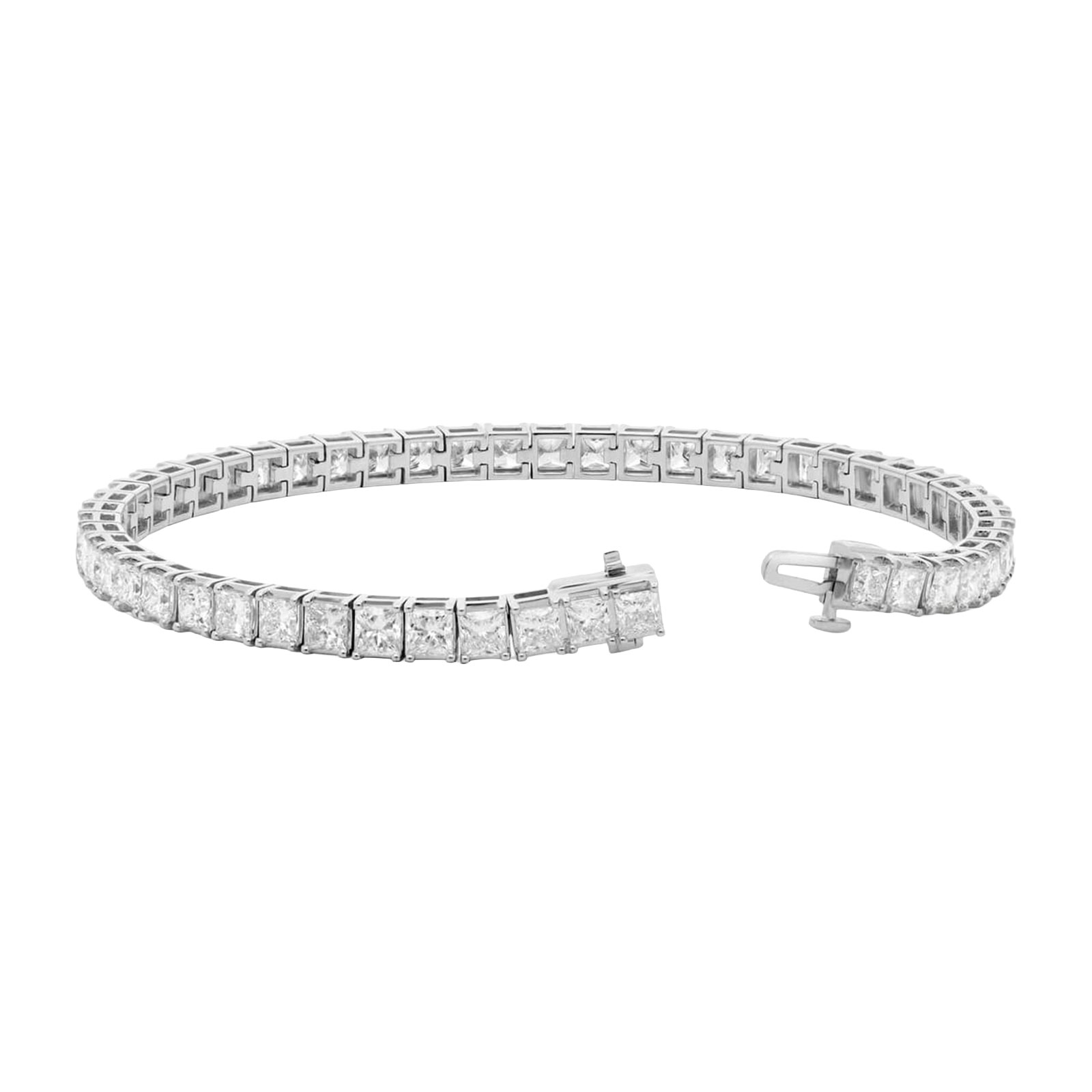 Jude princess cut diamond tennis bracelet in white gold — earth and grown diamonds by Amber Arc – view 2