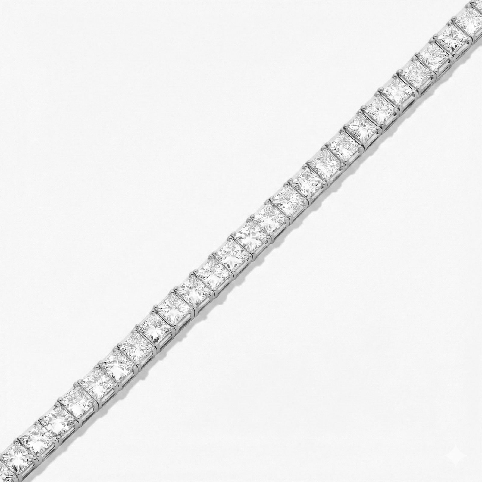 Jude princess cut diamond tennis bracelet in white gold — earth and grown diamonds by Amber Arc – view 3