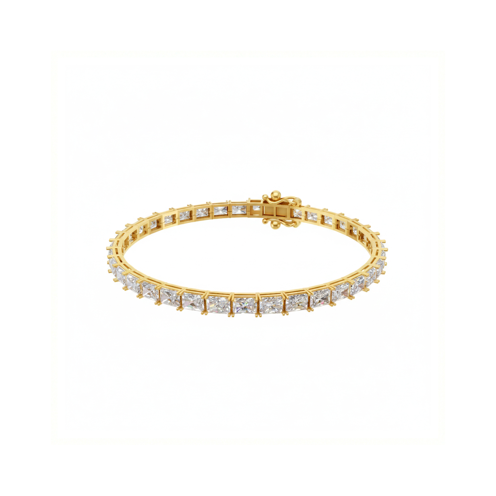 Jude long radiant east west diamond tennis bracelet in white gold — earth and grown diamonds by Amber Arc – view 2