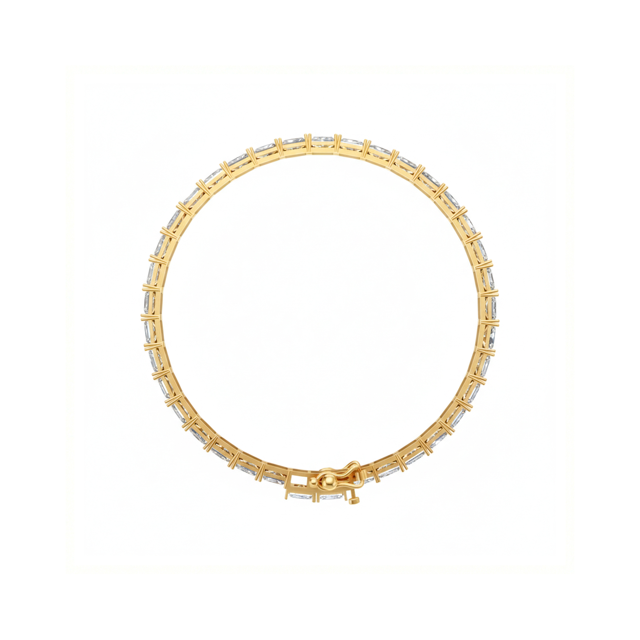 Jude long radiant east west diamond tennis bracelet in white gold — earth and grown diamonds by Amber Arc – view 3