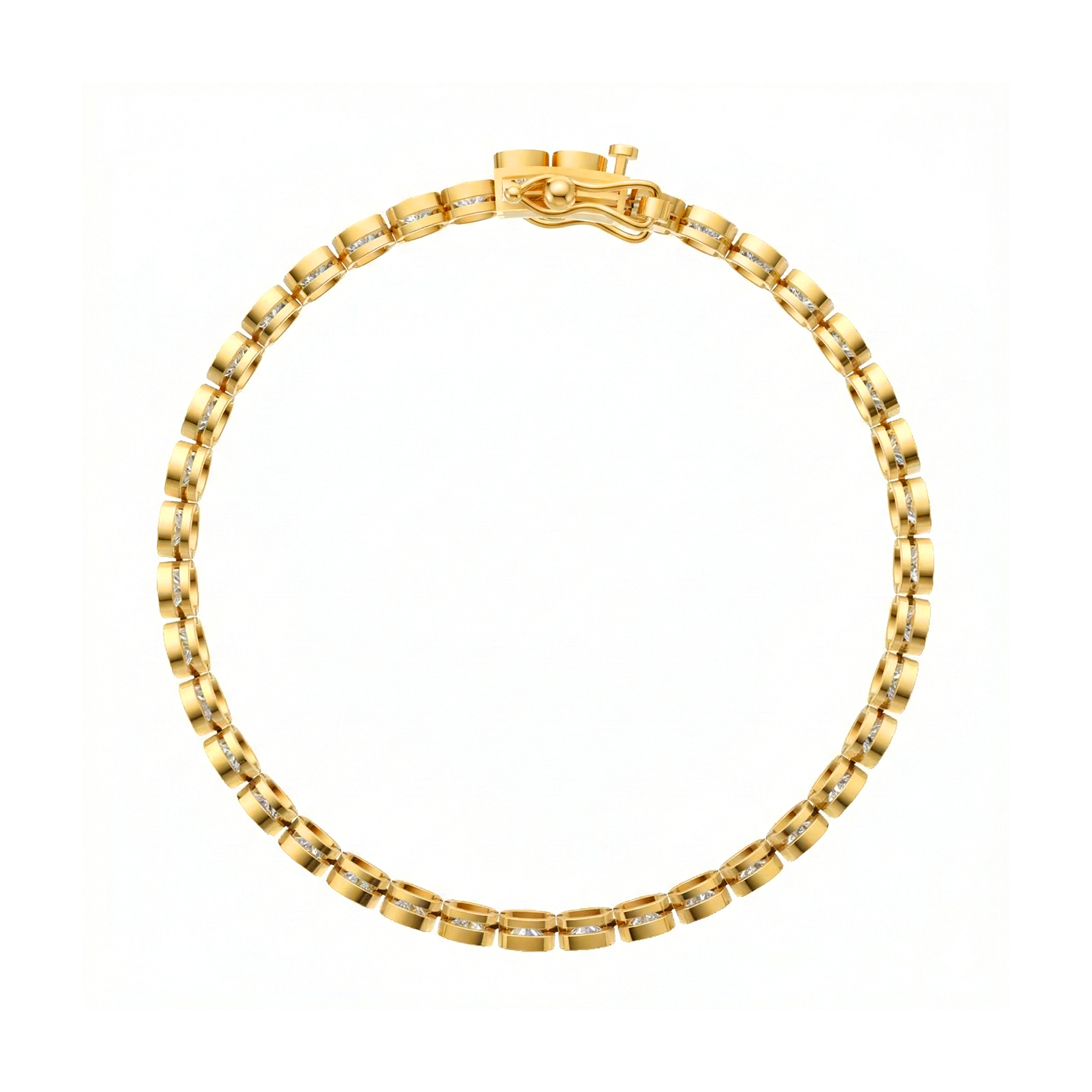 Valencia bezel square cushion diamond tennis bracelet in white gold — earth and grown diamonds by Amber Arc – view 4