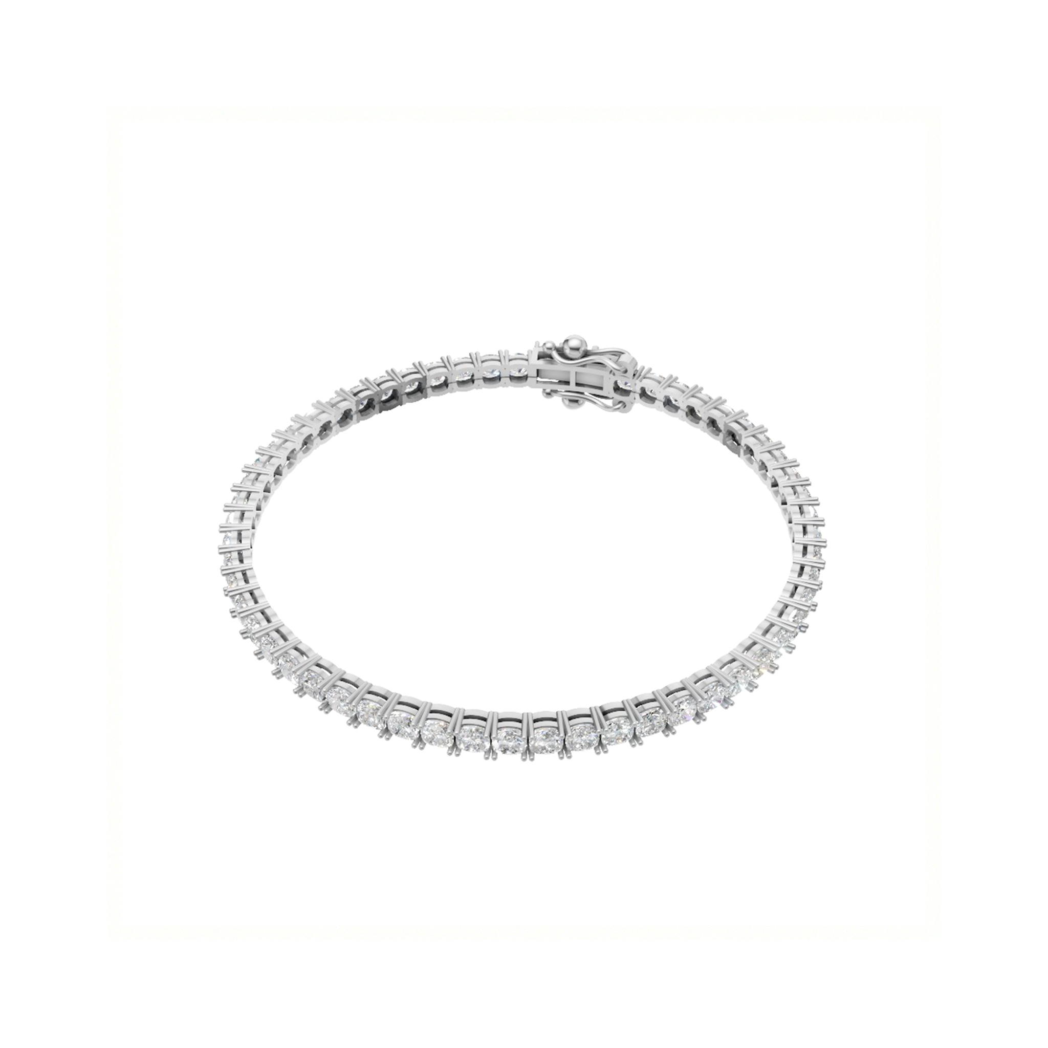 Jude square cushion diamond tennis bracelet in white gold — earth and grown diamonds by Amber Arc – view 3
