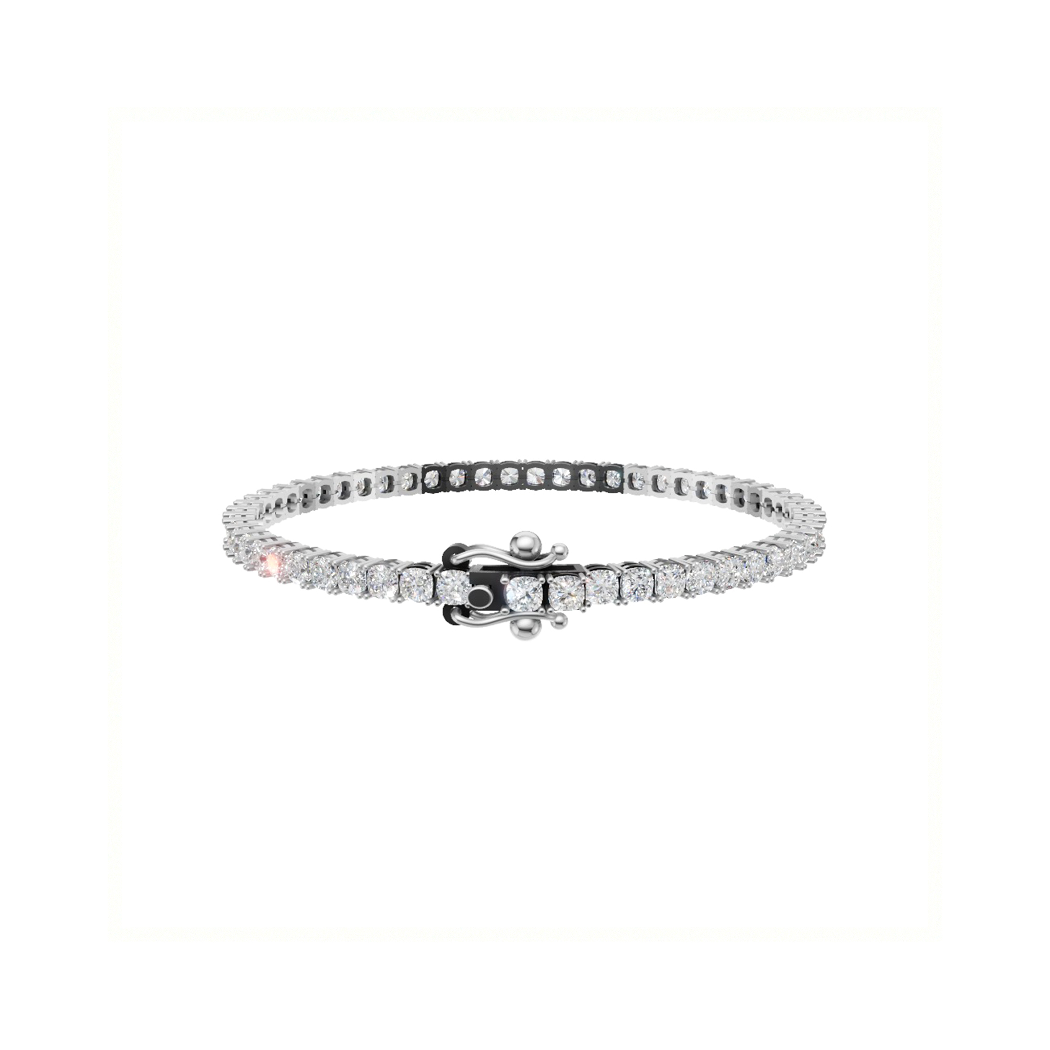 Jude square cushion diamond tennis bracelet in white gold — earth and grown diamonds by Amber Arc – view 2
