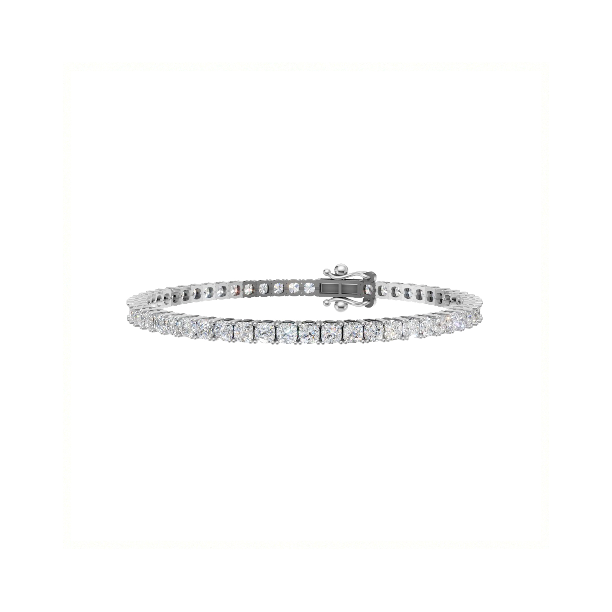 Jude square cushion diamond tennis bracelet in white gold — earth and grown diamonds by Amber Arc