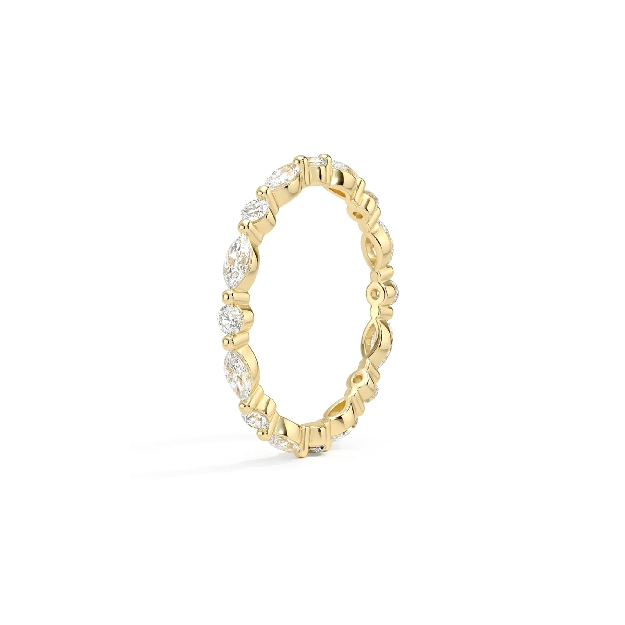 Venus marquise and round east west alternating diamond eternity band in white gold — earth and grown diamonds by Amber Arc – view 2