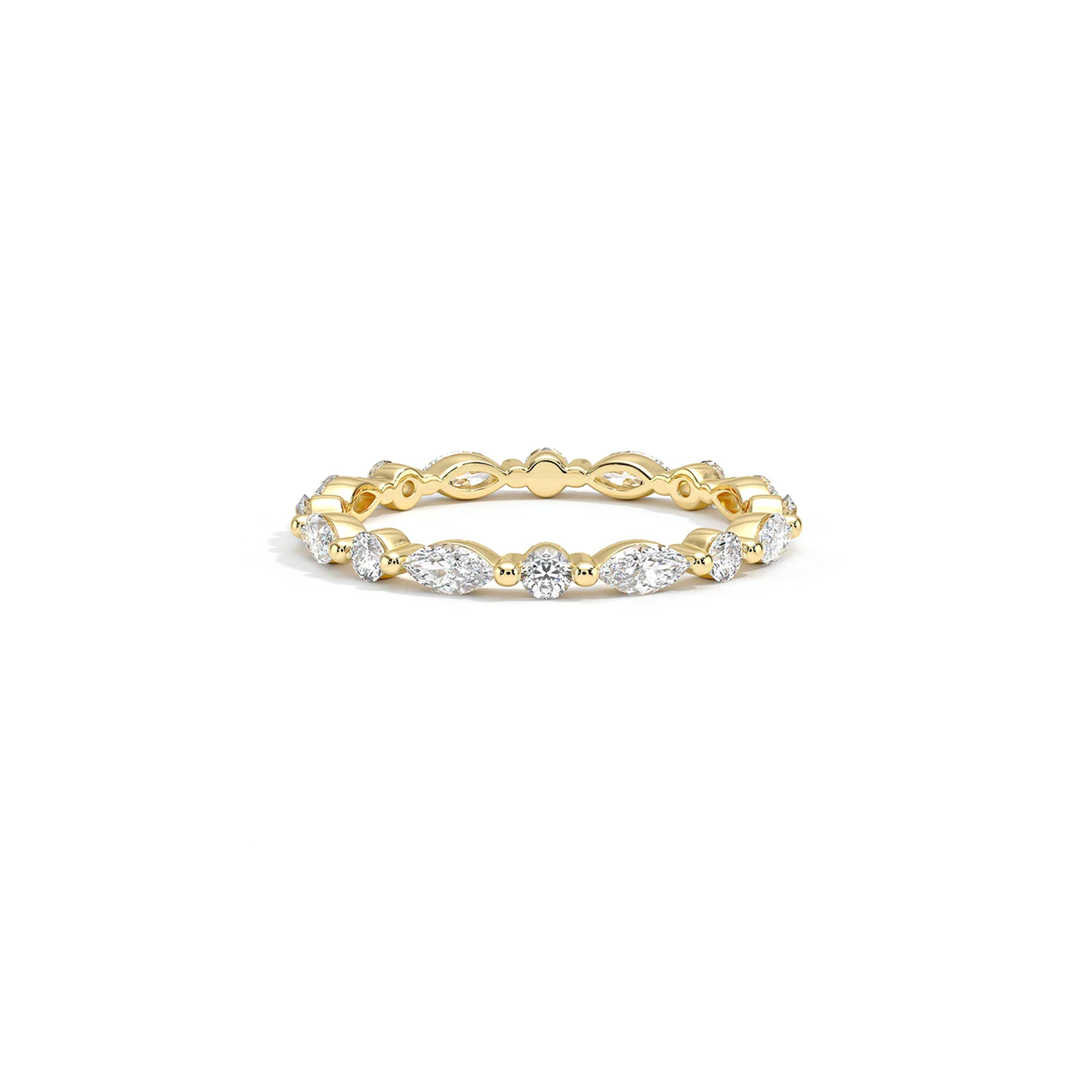 Venus marquise and round east west alternating diamond eternity band in white gold — earth and grown diamonds by Amber Arc