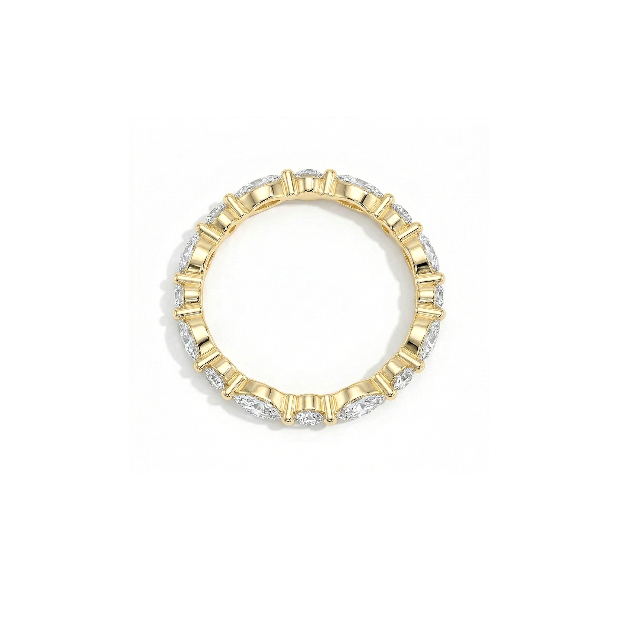Venus marquise and round east west alternating diamond eternity band in white gold — earth and grown diamonds by Amber Arc – view 3