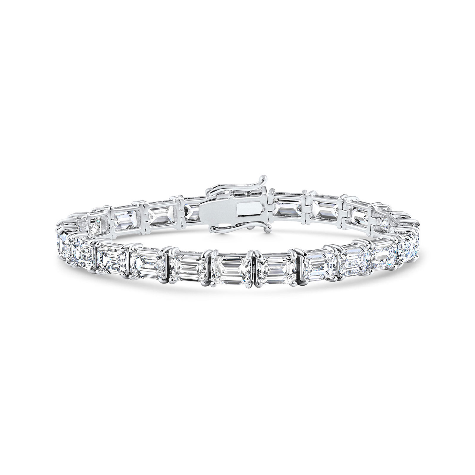 Jude emerald cut east west diamond tennis bracelet in white gold — earth and grown diamonds by Amber Arc