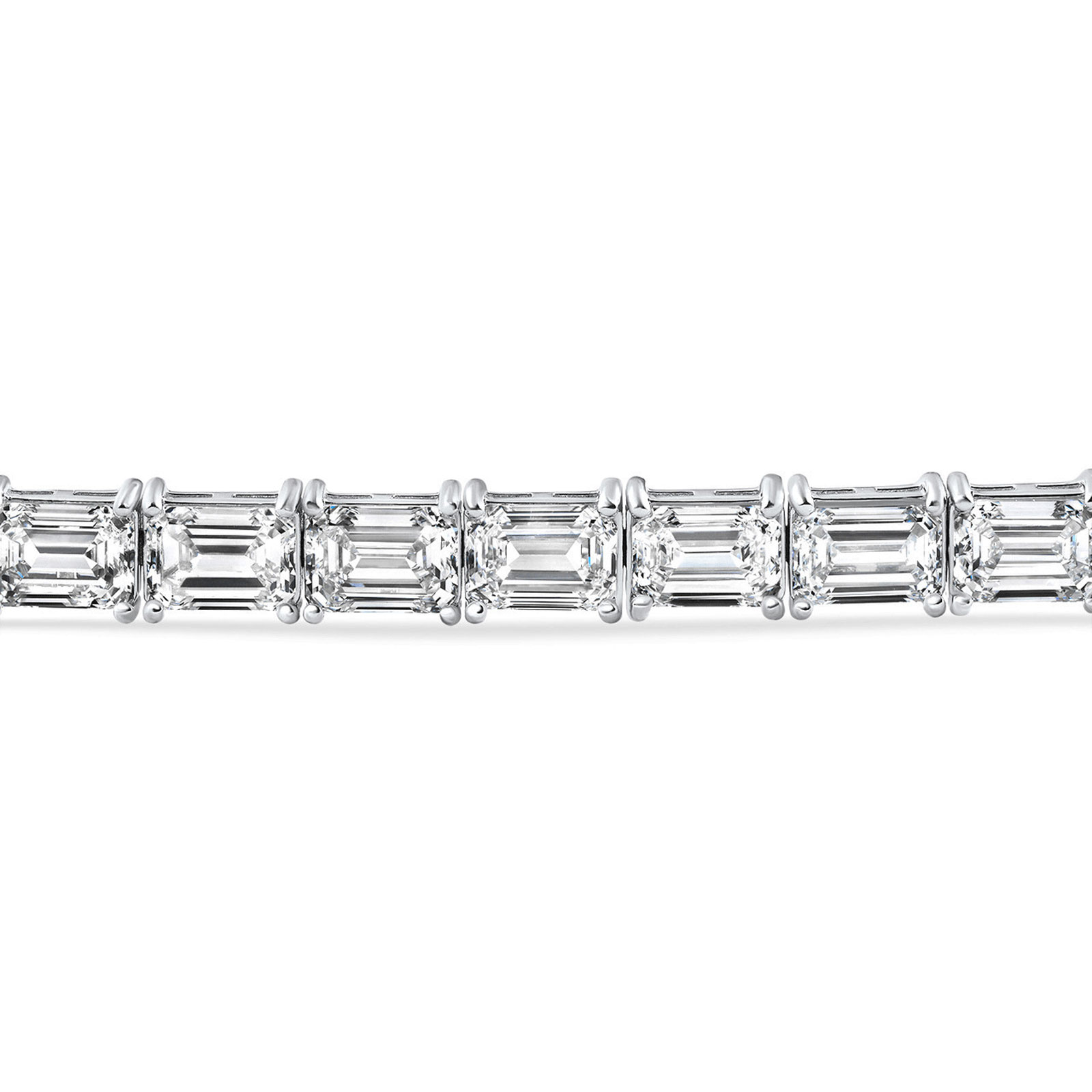 Jude emerald cut east west diamond tennis bracelet in white gold — earth and grown diamonds by Amber Arc – view 3