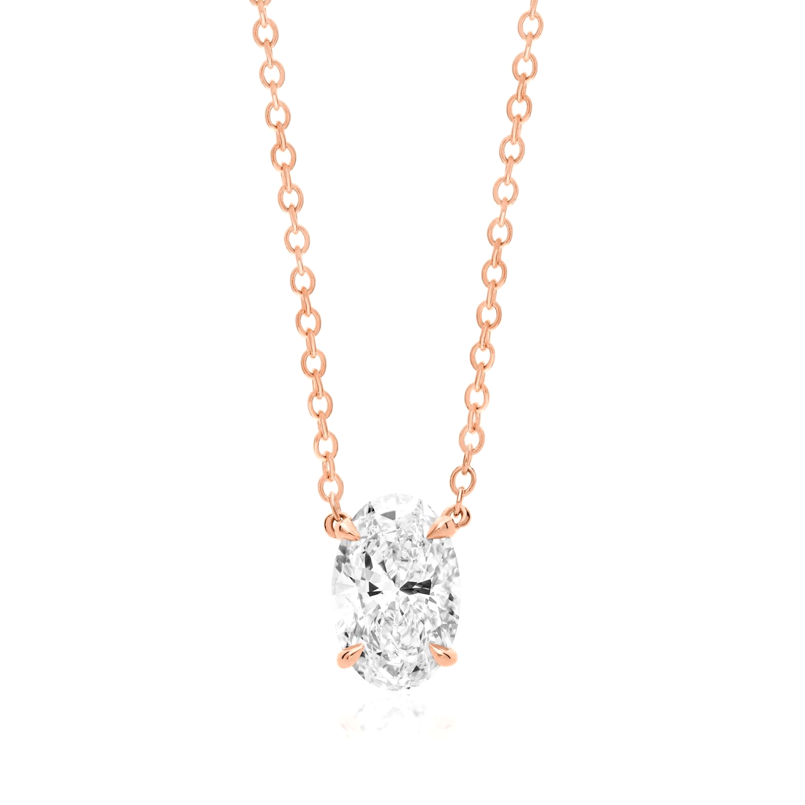 Jude north south oval diamond pendant in yellow gold on cable chain — earth and grown diamonds by Amber Arc