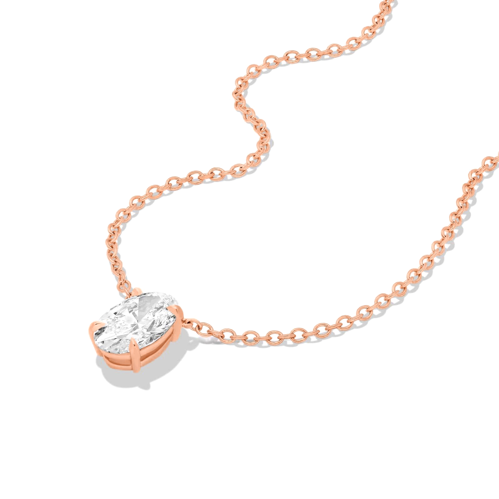 Jude north south oval diamond pendant in yellow gold on cable chain — earth and grown diamonds by Amber Arc – view 2