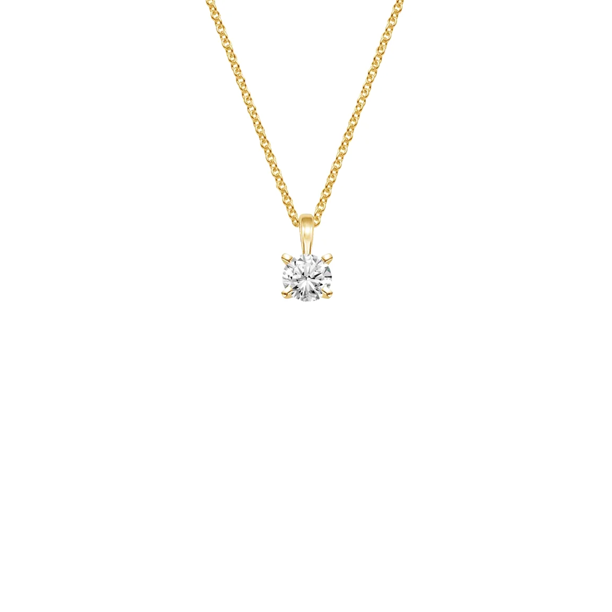 Nova single bail round brilliant diamond pendant in white gold on cable chain — earth and grown diamonds by Amber Arc