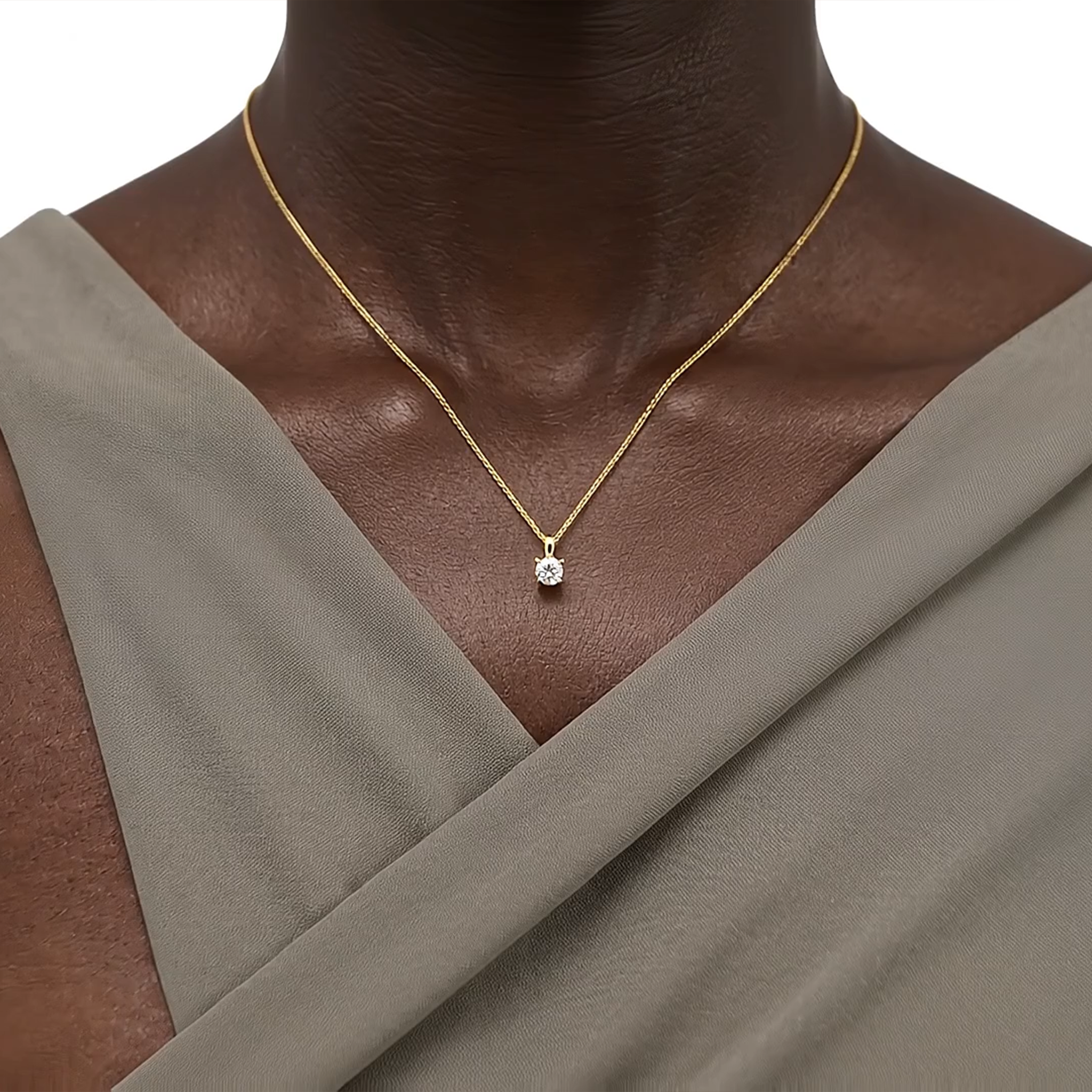 Nova single bail round brilliant diamond pendant in white gold on cable chain — earth and grown diamonds by Amber Arc – view 4