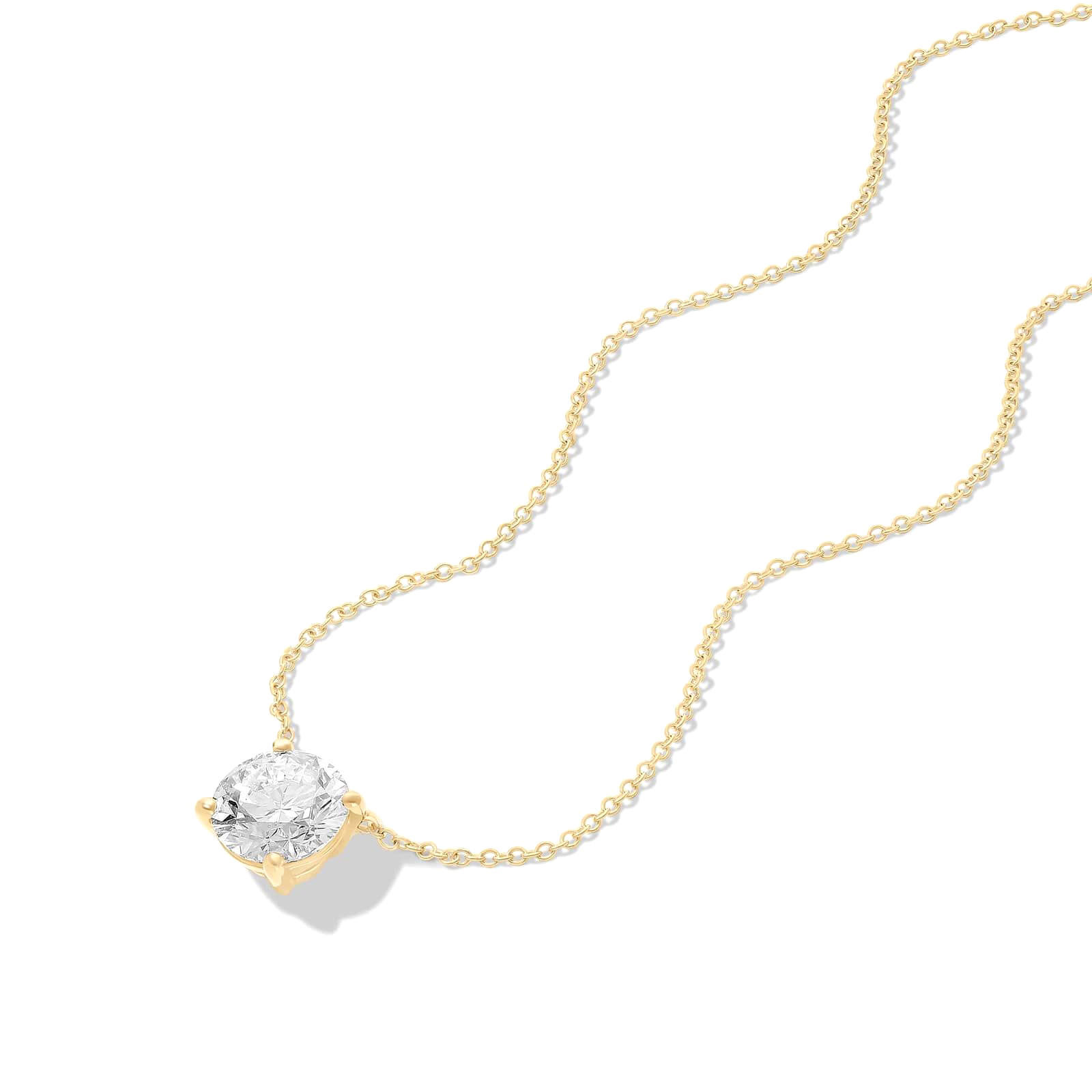 Jude round brilliant diamond pendant in yellow gold on cable chain — earth and grown diamonds by Amber Arc – view 2