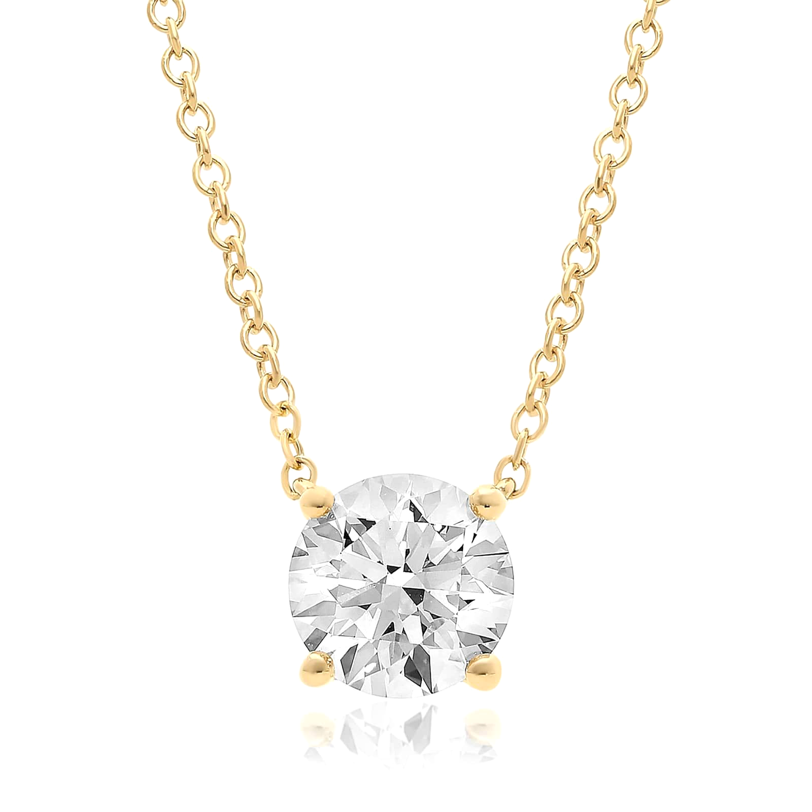 Jude round brilliant diamond pendant in yellow gold on cable chain — earth and grown diamonds by Amber Arc