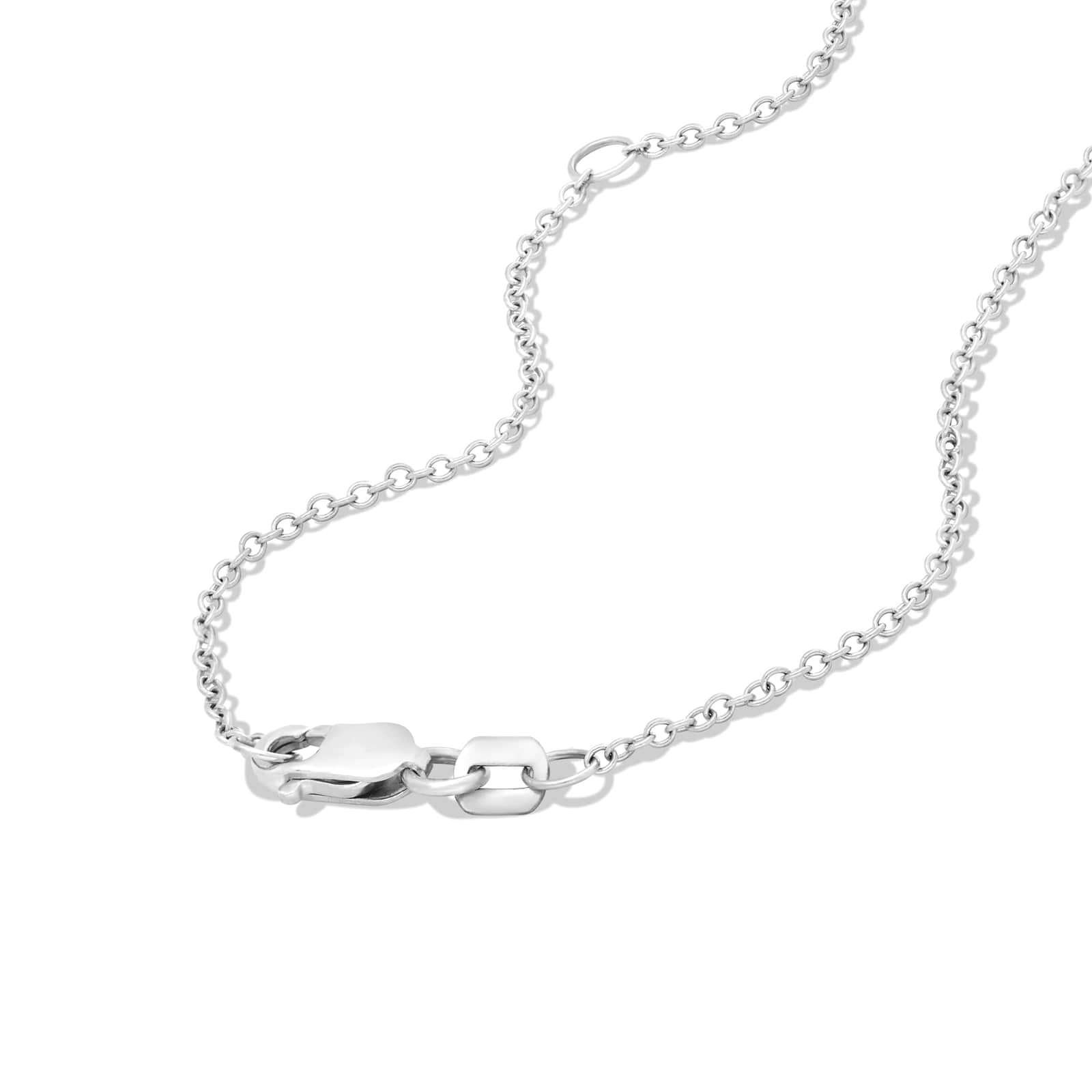 Stella three prong pear diamond pendant point down in white gold on cable chain — earth and grown diamonds by Amber Arc – view 3