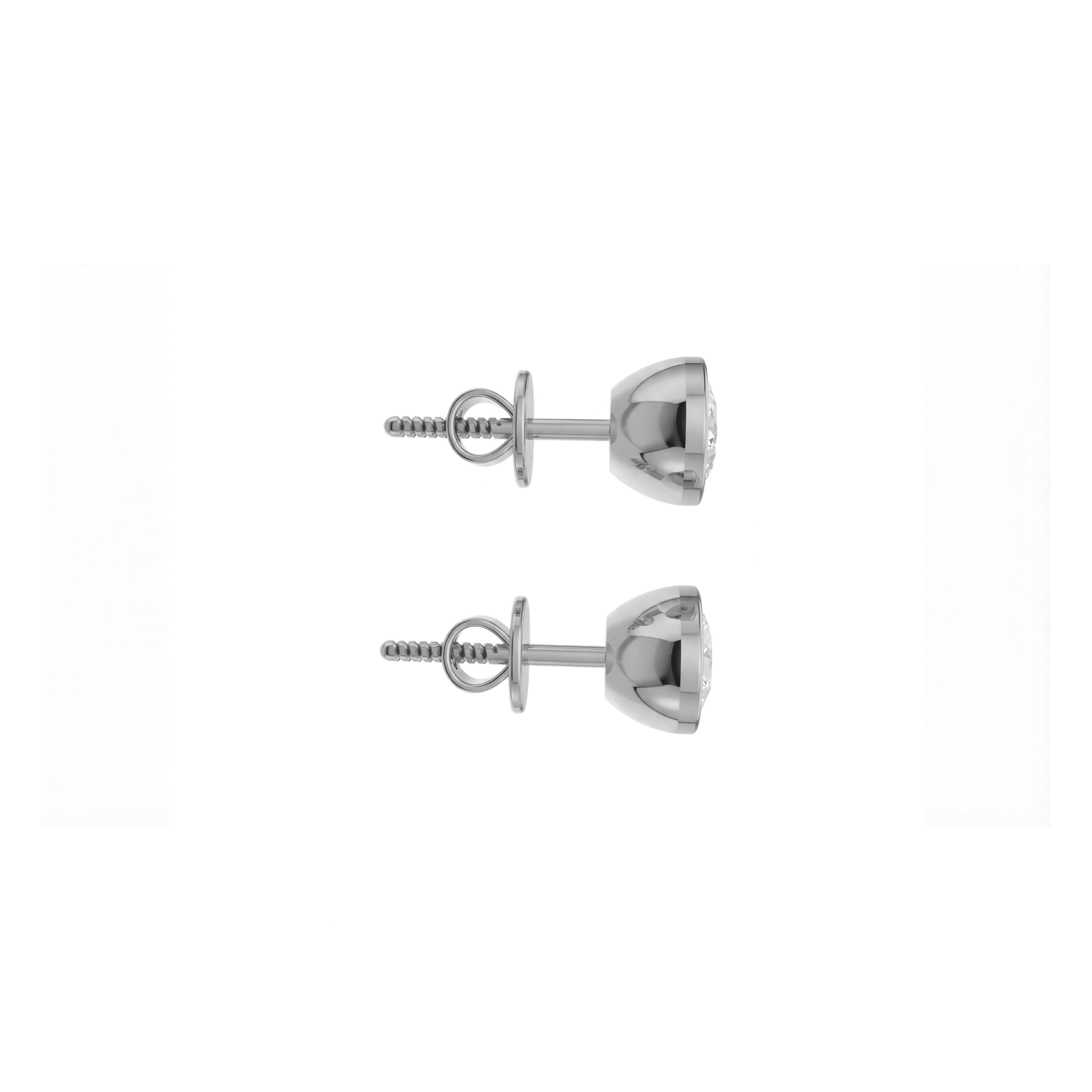 Valencia bezel oval diamond stud earrings in white gold — earth and grown diamonds by Amber Arc – view 3
