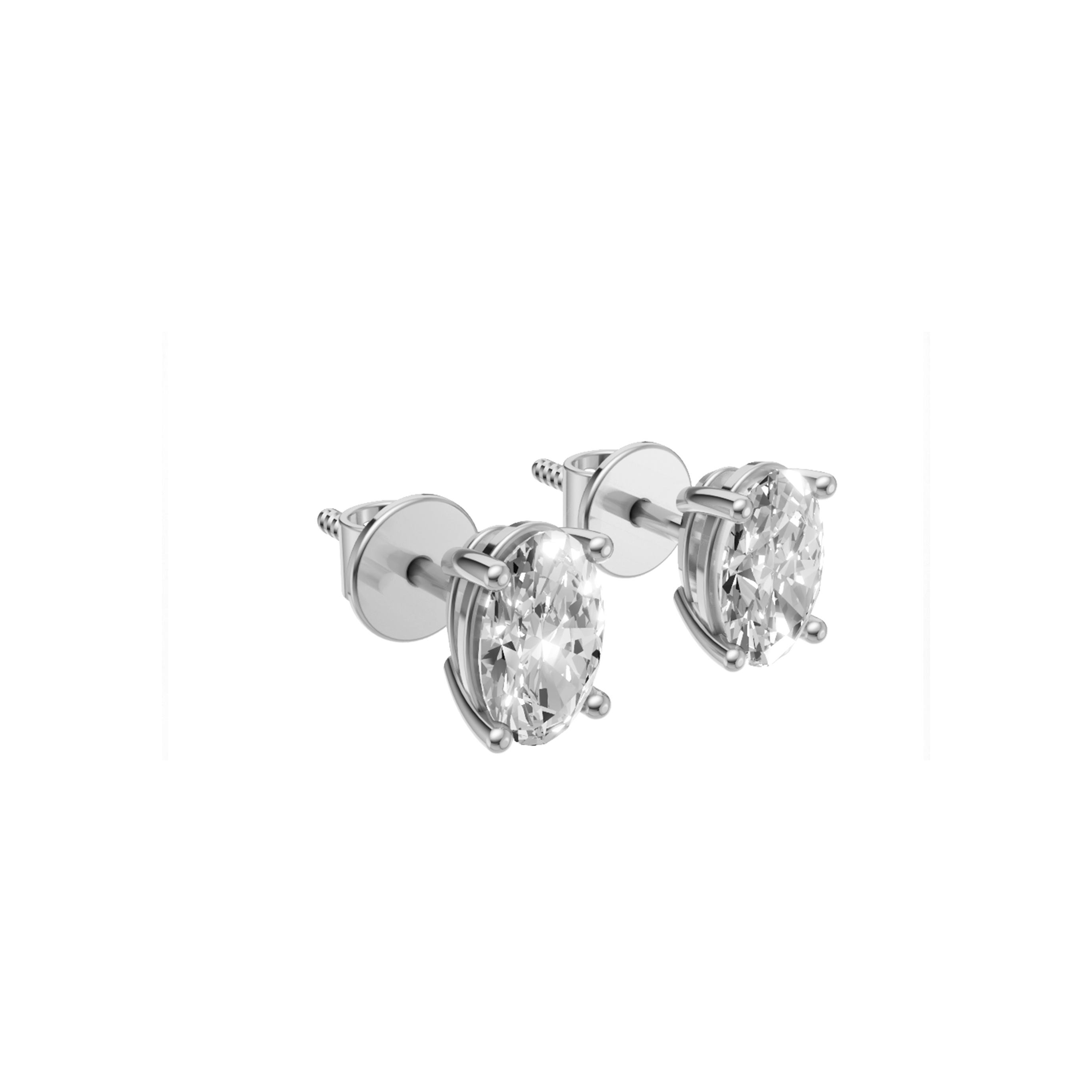 Jude oval diamond stud earrings in white gold — earth and grown diamonds by Amber Arc – view 2