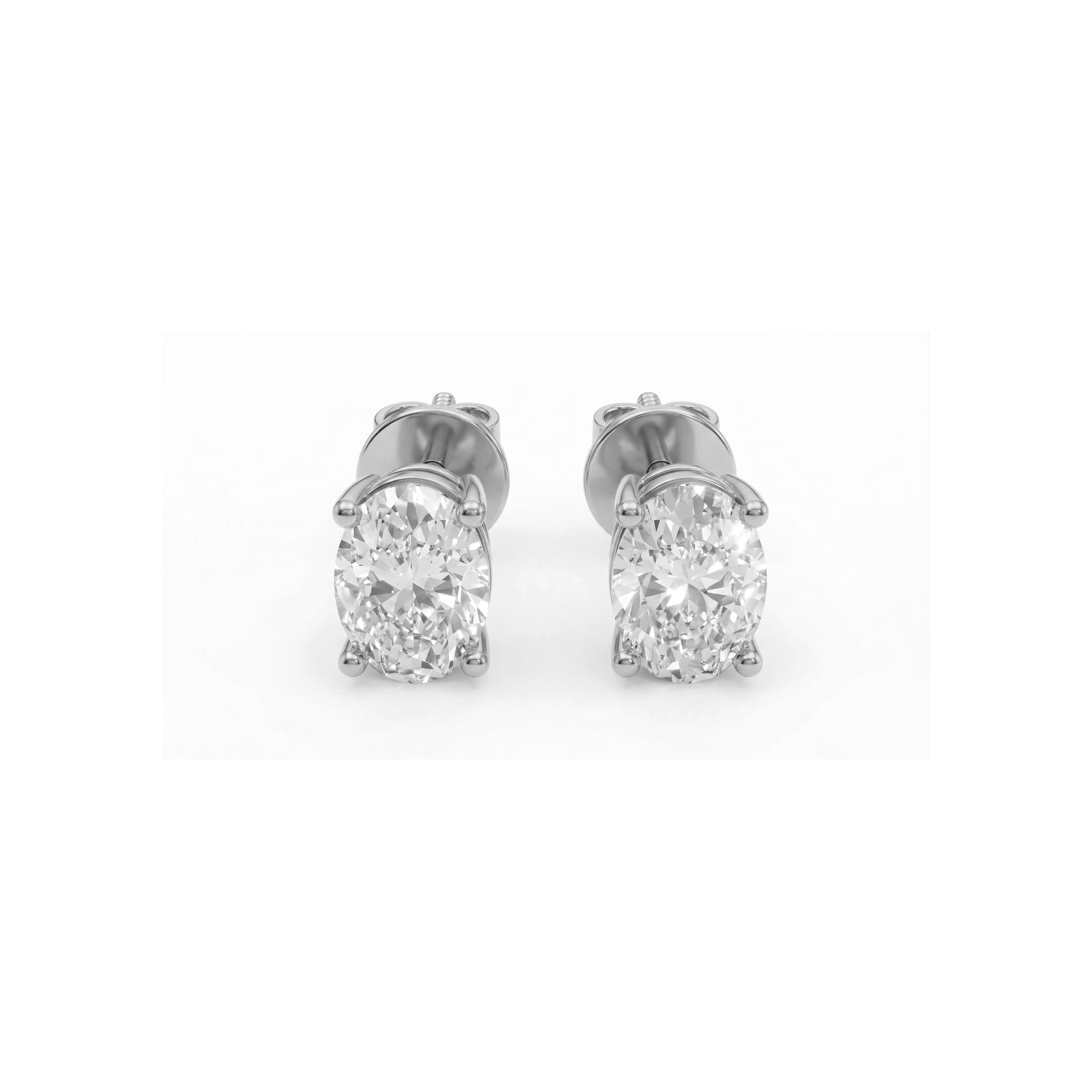 Jude oval diamond stud earrings in white gold — earth and grown diamonds by Amber Arc