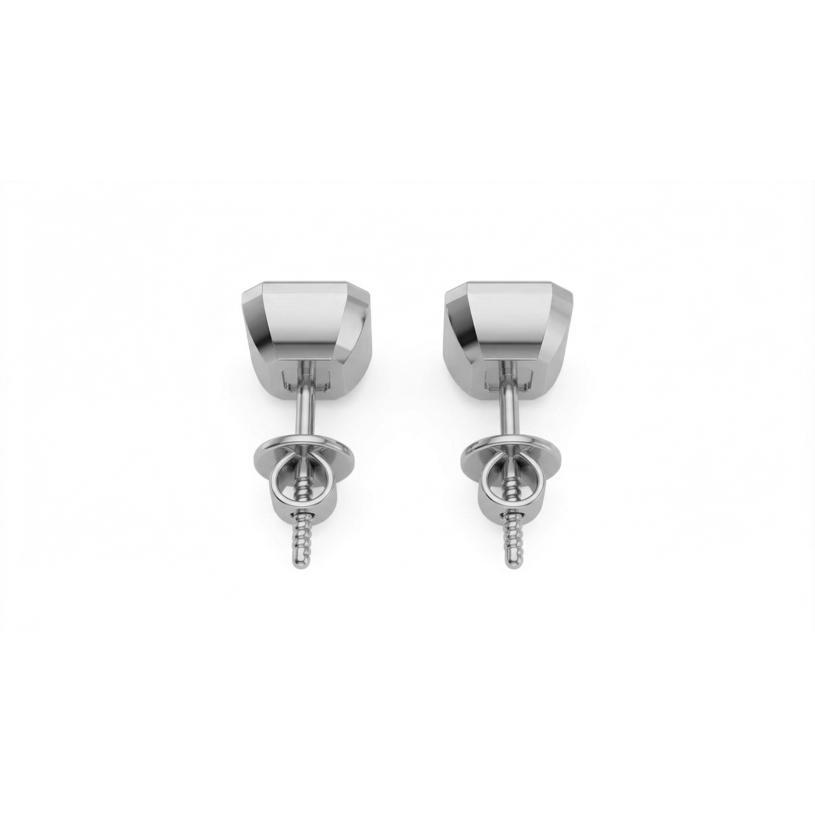 Valencia bezel emerald cut diamond stud earrings in white gold — earth and grown diamonds by Amber Arc – view 3