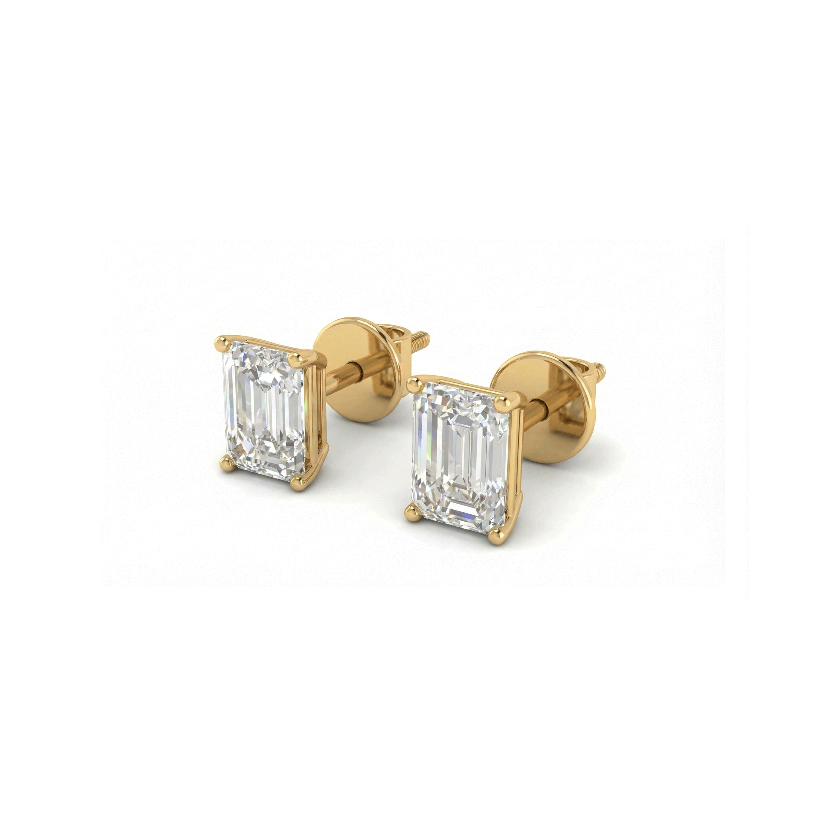 Jude emerald cut diamond stud earrings in white gold — earth and grown diamonds by Amber Arc