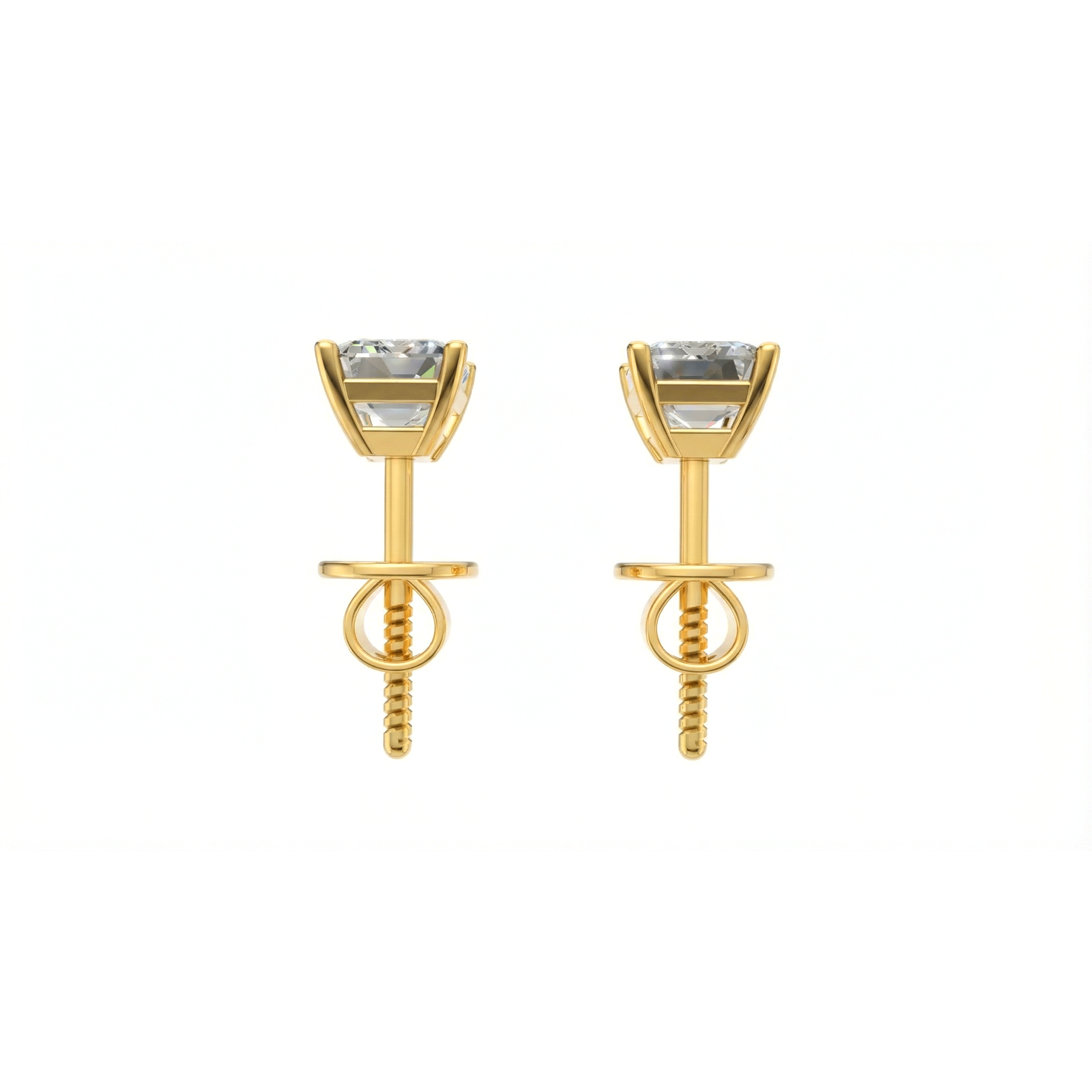 Jude emerald cut diamond stud earrings in white gold — earth and grown diamonds by Amber Arc – view 3